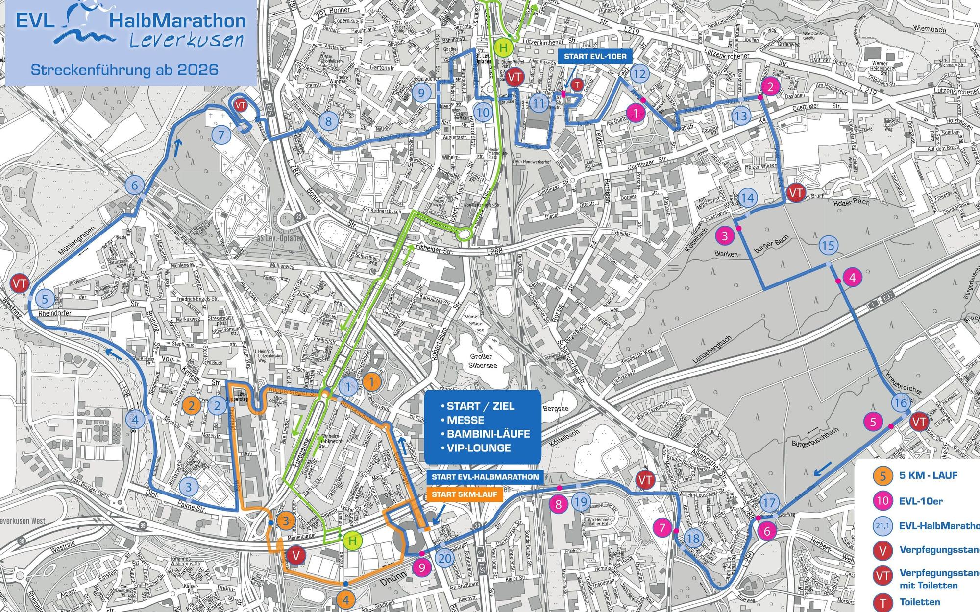 Der Streckenplan des EVL-Halbmarathon 2026