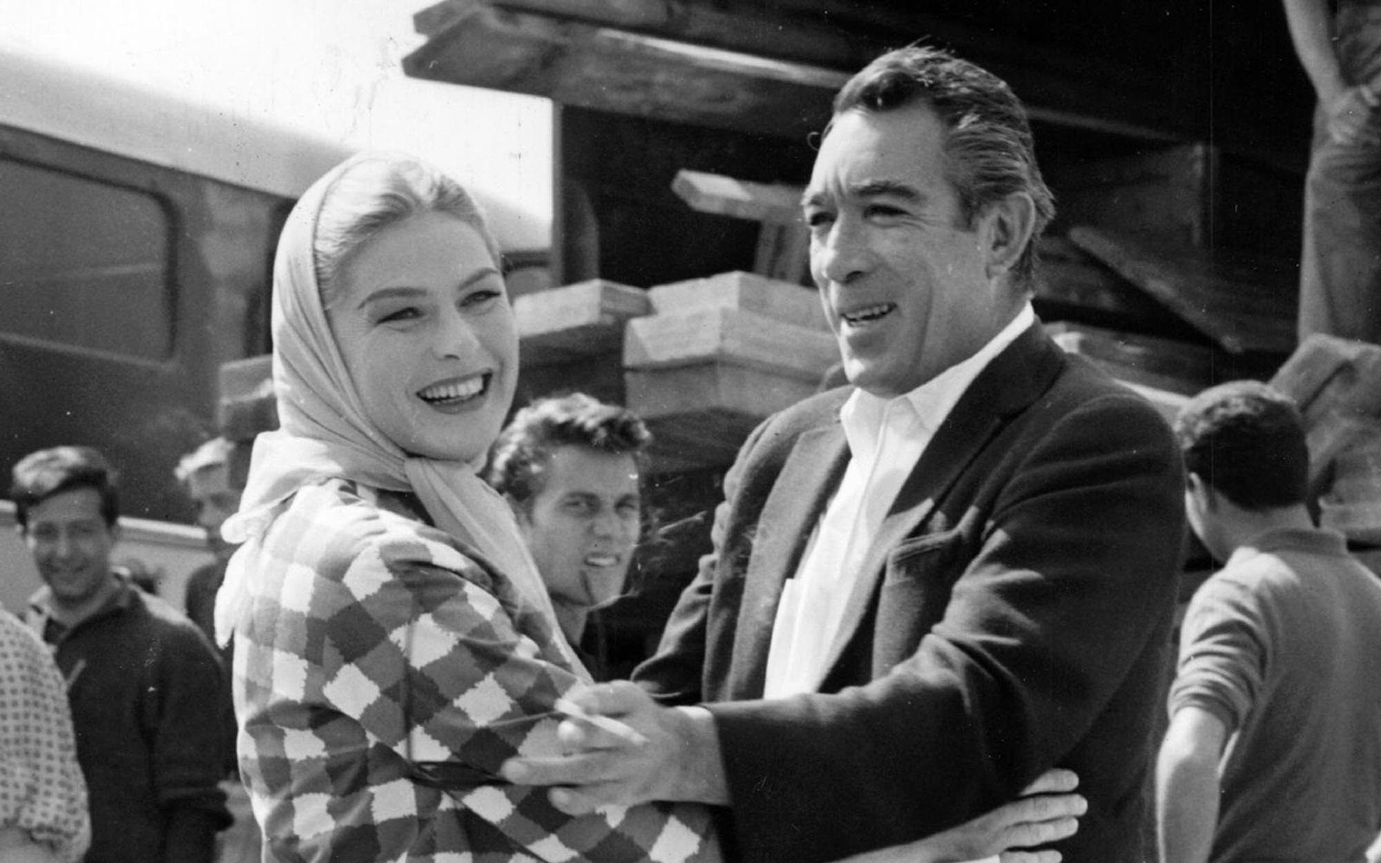 Ein Mann der Frauen: Anthony Quinn und Ingrid Bergman am Set von „Der Besuch“ (1964). (Bild: Getty Images)
