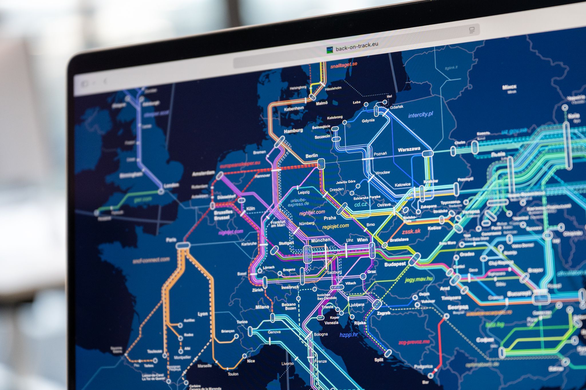 Die Nachtzug-Karte auf back-on-track.eu