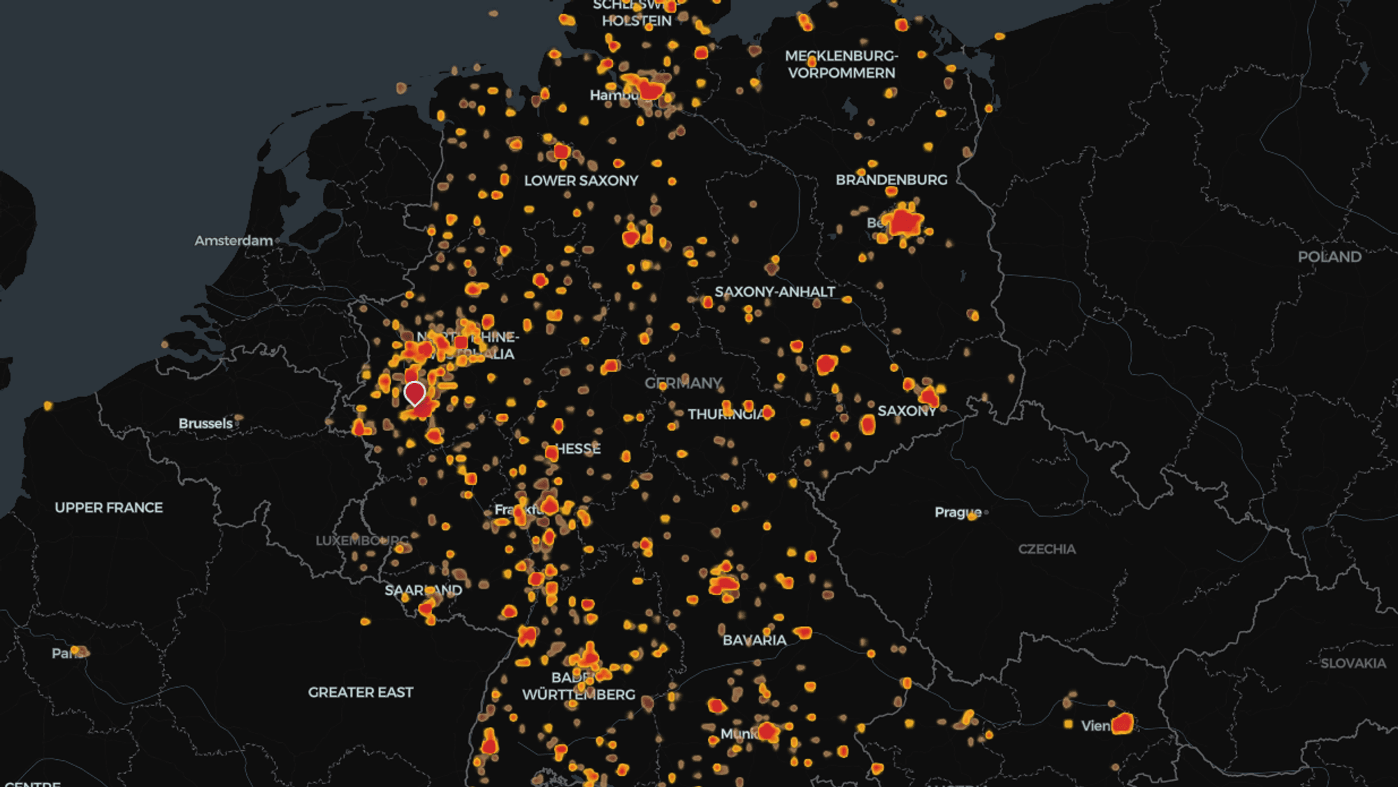 Ein Screenshot der Webseite laut.jetzt zeigt von Nutzerinnen gemeldete Übergriffe in Deutschland.
