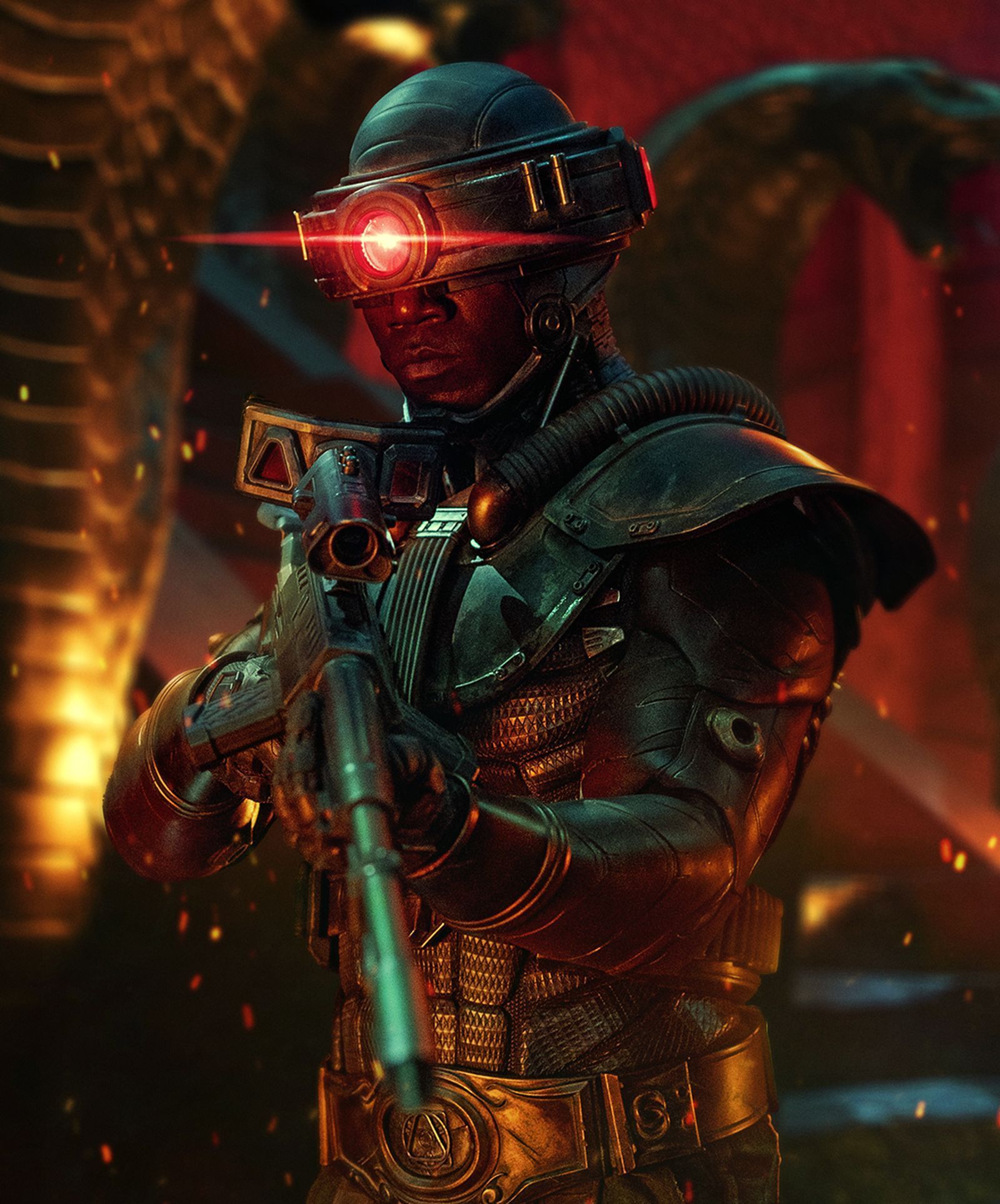 Setzt weniger auf pure Muskelkraft und mehr auf seine Zielsicherheit: Kojo Attah spielt Tri-Clops. (Bild: 2026 Sony Pictures Entertainment Deutschland GmbH)