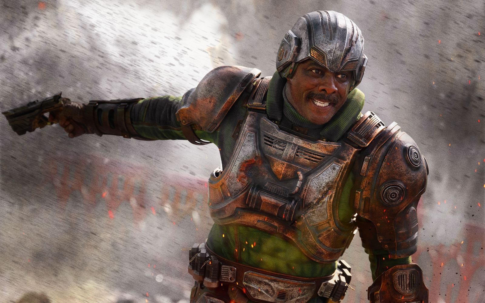 Versorgt He-Man und dessen Gefährten mit schlagkräftigen Waffen und anderen technischen Spielereien: Idris Elba spielt Man-At-Arms. (Bild: 2026 Amazon MGM Studios Content Services LLC )