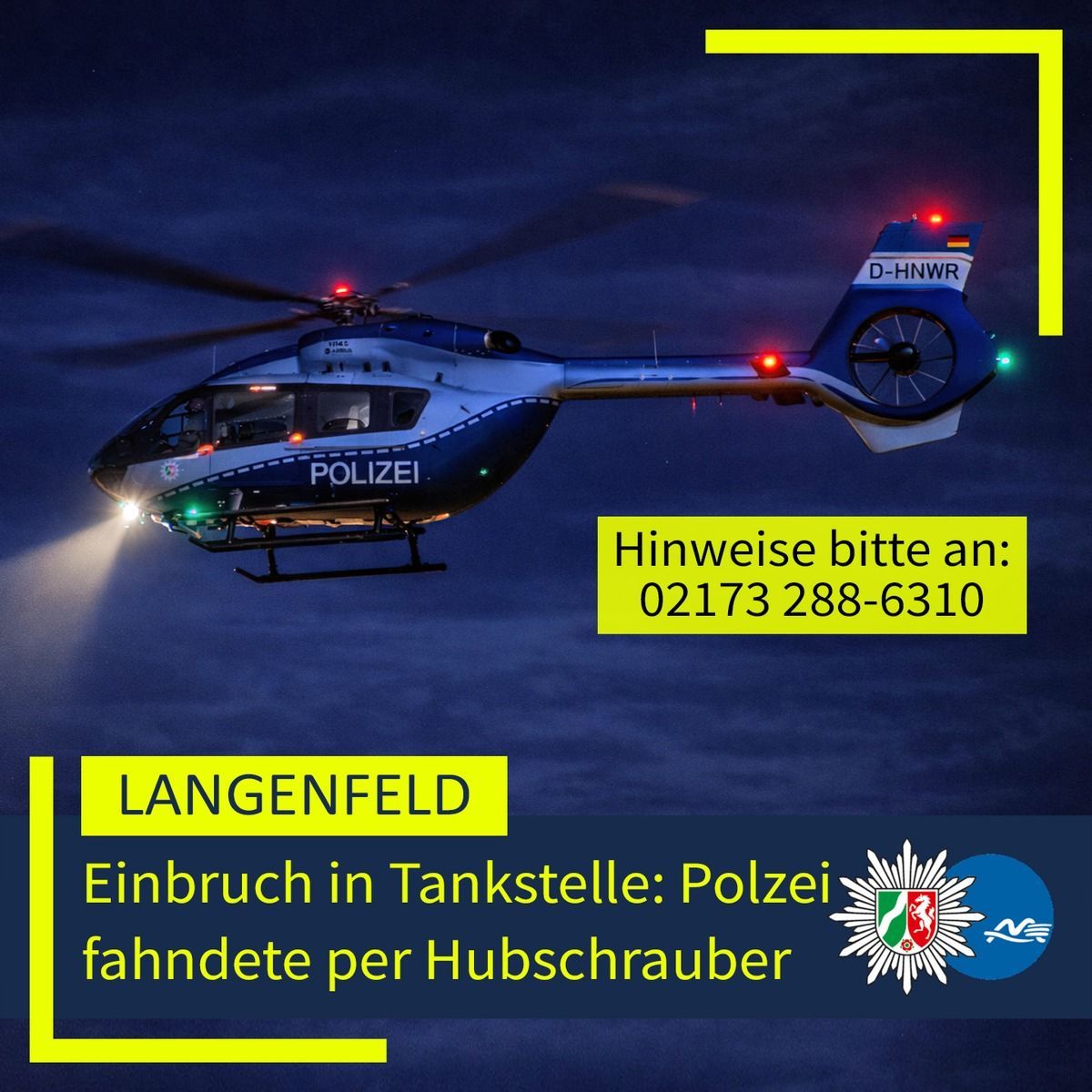 Einbruch in eine Tankstelle in Langenfeld.