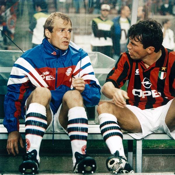 Jürgen Klinsmann und Lothar Matthäus auf der Bank.