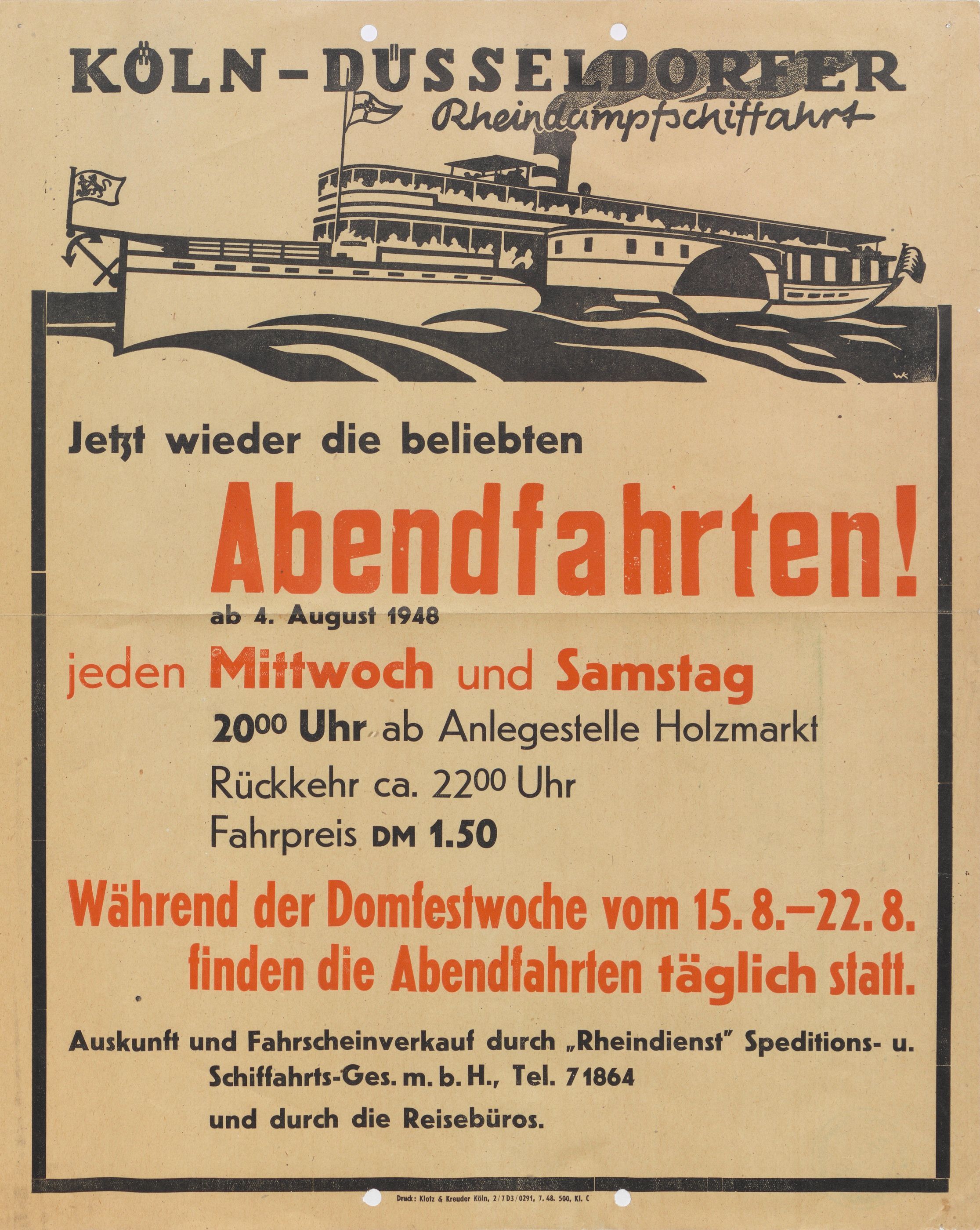 Wiederbeginn nach dem Krieg: Werbeaushang 1948