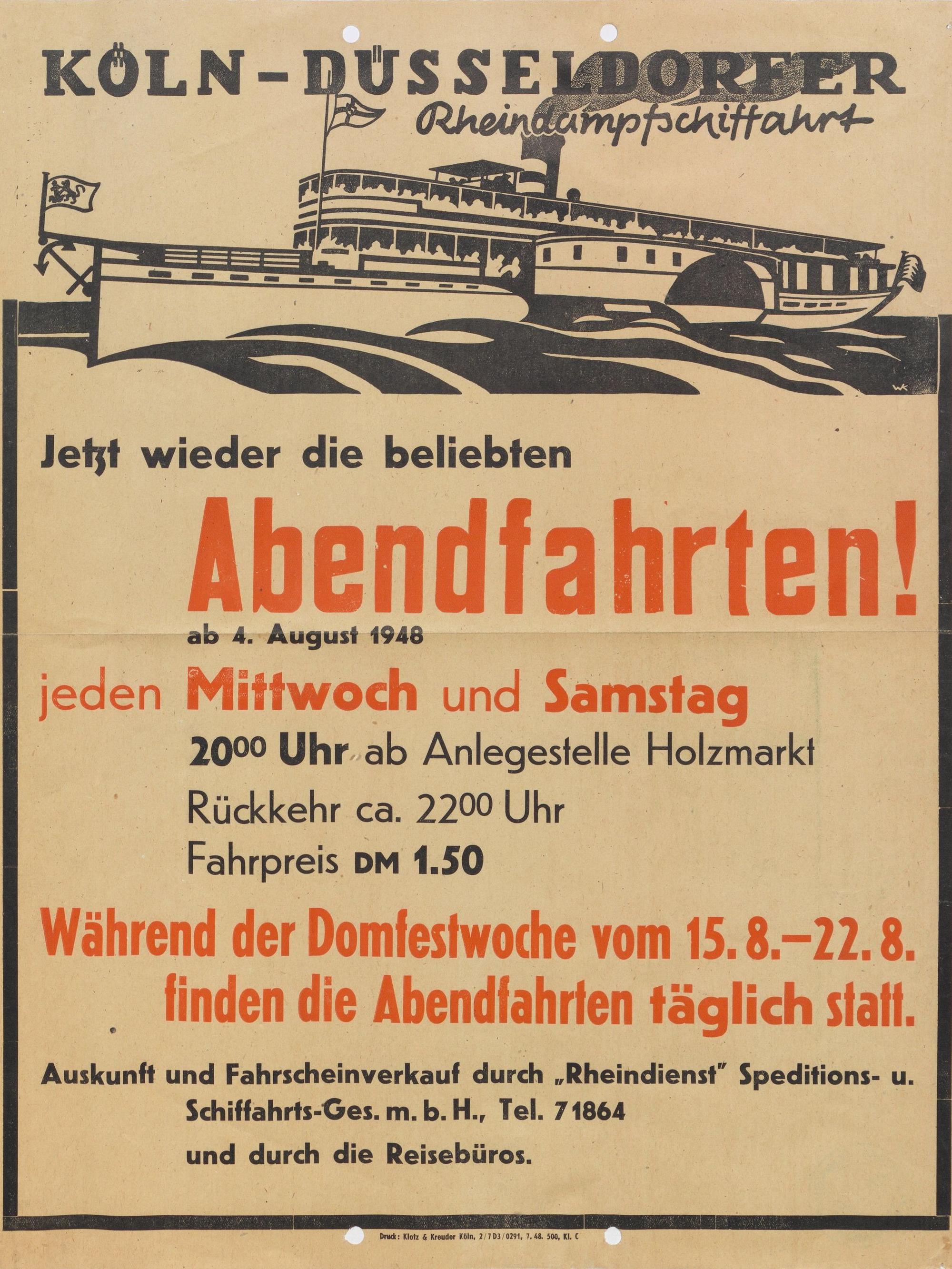 Wiederbeginn nach dem Krieg: Werbeaushang 1948