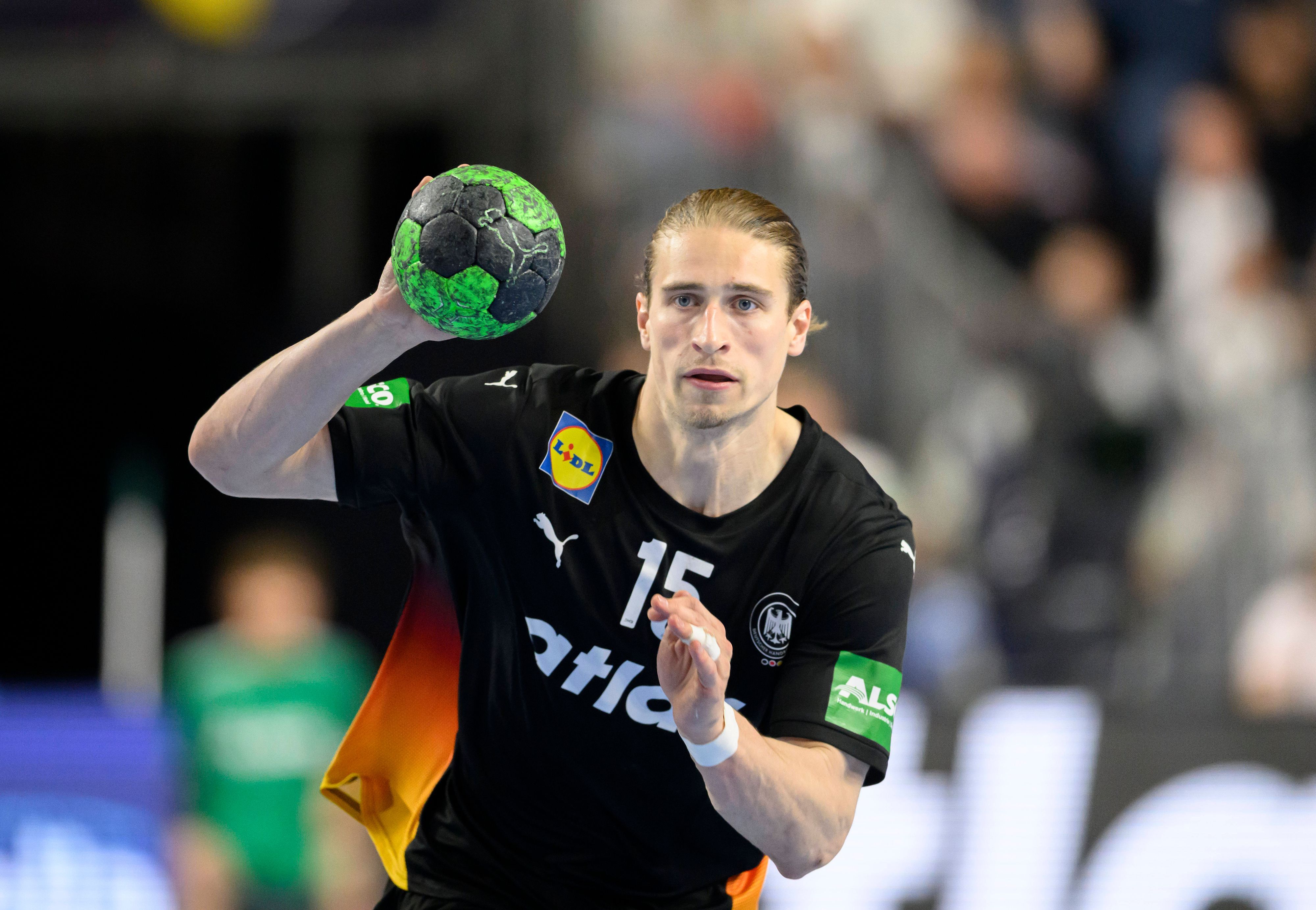 Juri Knorr beim Spiel der deutschen Nationalmannschaft gegen Dänemark.