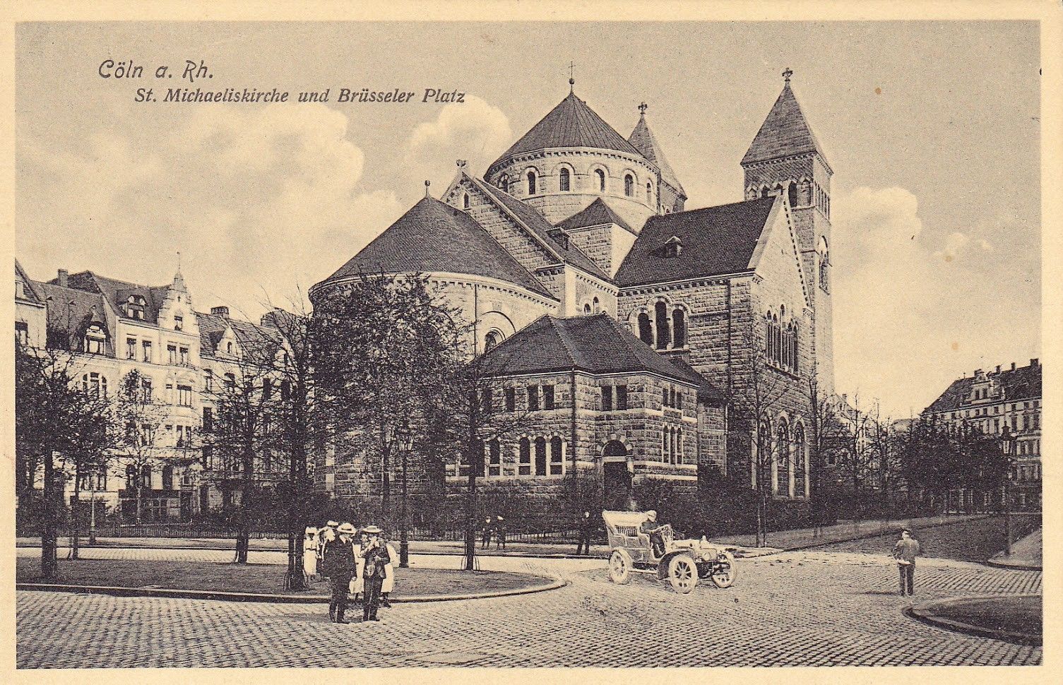 Historische Aufnahme der Kirche St. Michael am Brüsseler Platz in Köln.