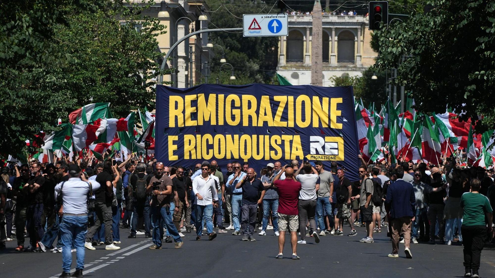 Demonstration «Remigration und Rückeroberung» in Rom