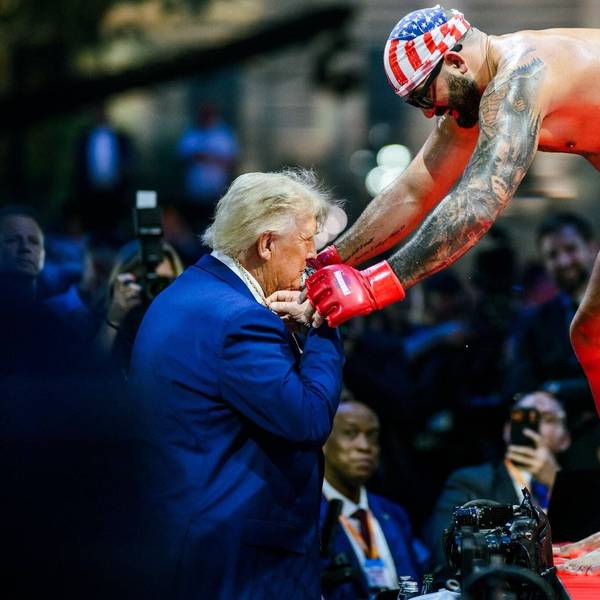 Josh Hokit nach seinem Kampf im Gespräch mit US-Präsident Donald Trump.