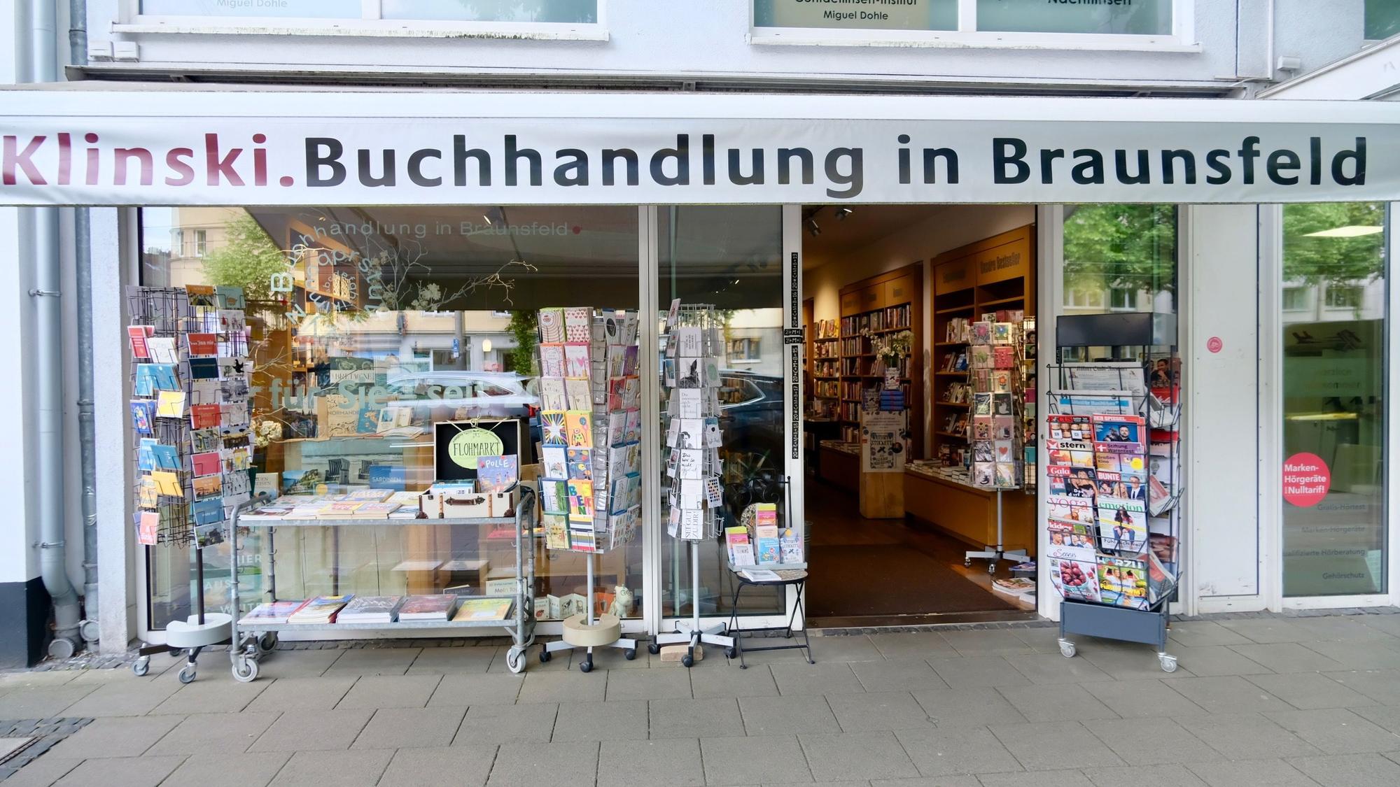 Die Klinski Buchhandlung in Braunsfeld an der Aachener Straße.