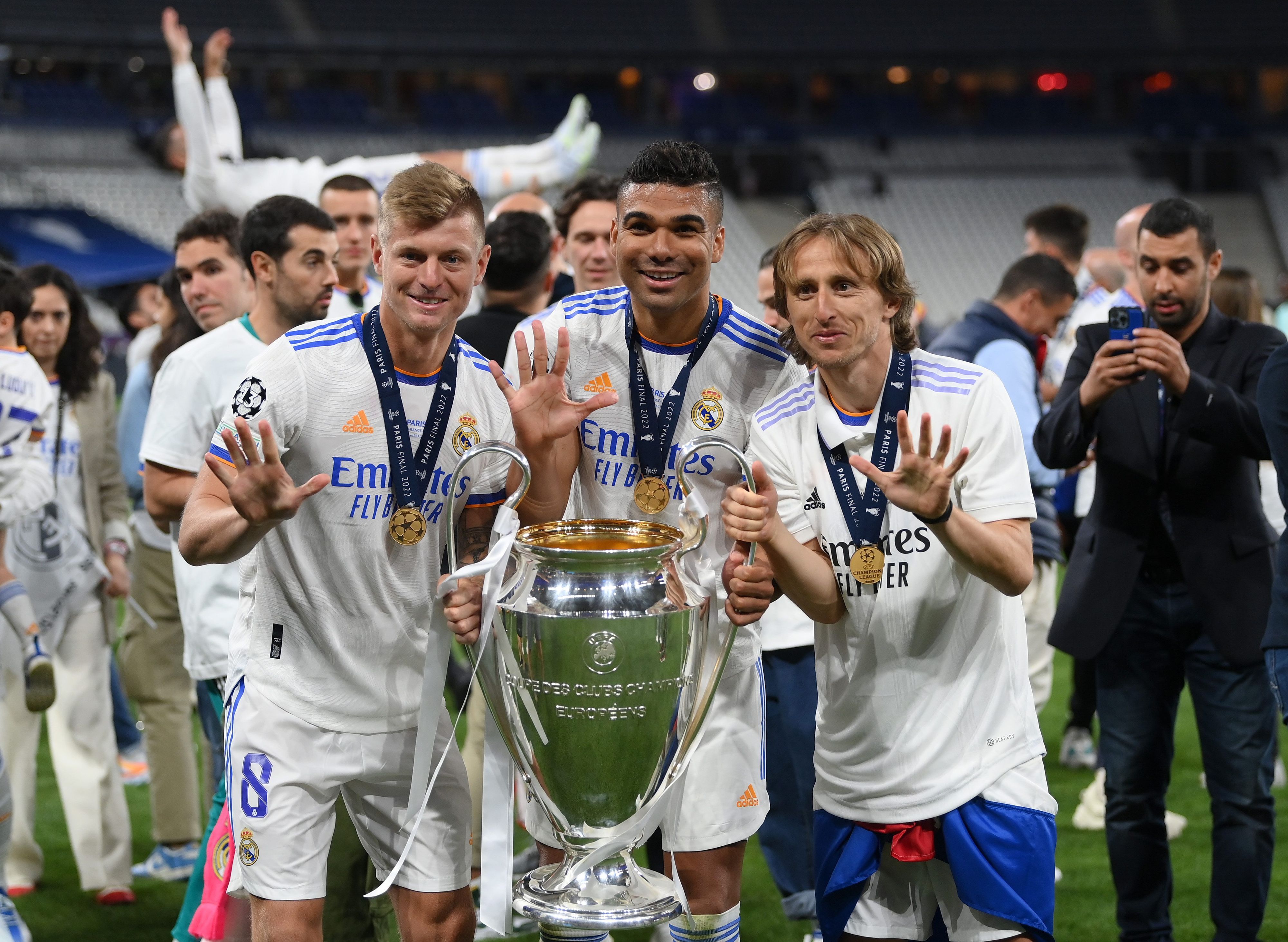 Toni Kroos, Casemiro und Luka Modric von Real Madrid.