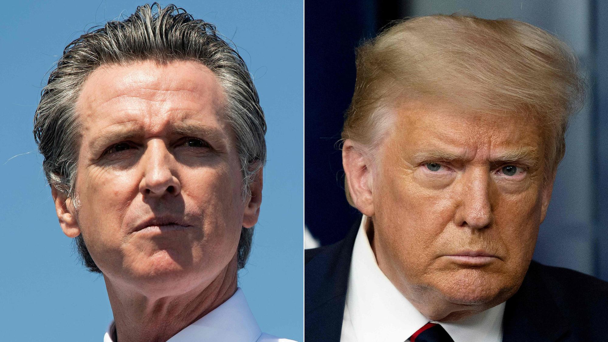 Gavin Newsom (l.) ist ein scharfer Kritiker von Donald Trump (r.).