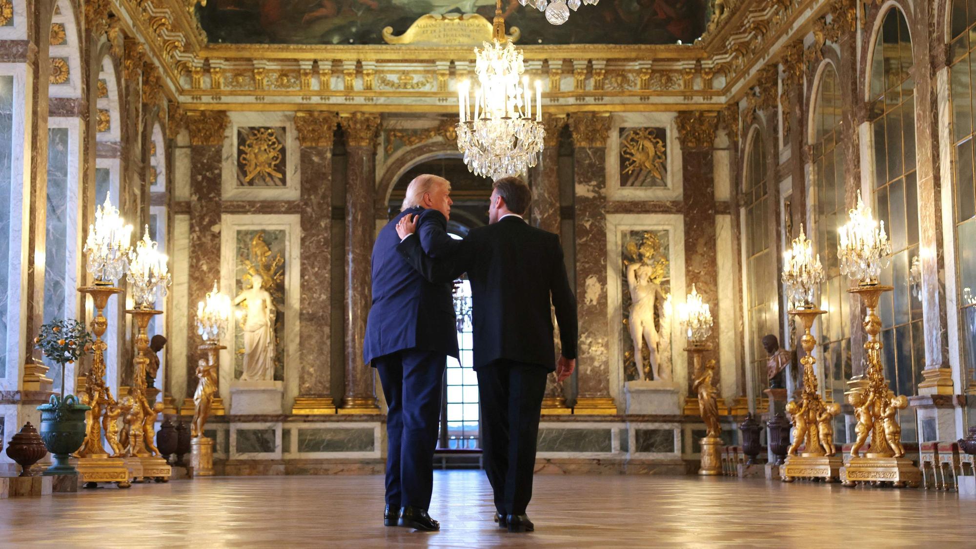 US-Präsident Donald Trump am Mittwoch (17. Juni) mit dem französischen Präsidenten Emmanuel Macron im Schloss Versailles