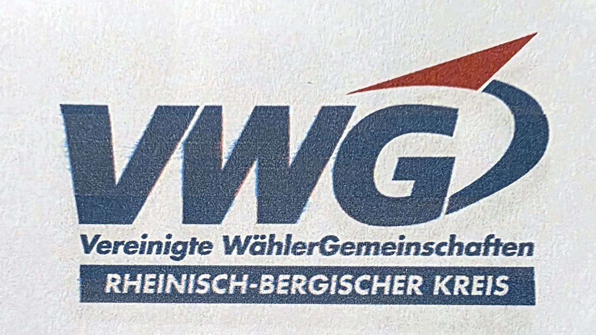 Das neue Logo der Gruppe zeigt in großen Buchstaben „VWG“ und darunter in kleineren „Vereinigte Wählergemeinschaft Rheinisch-Bergischer Kreis“.