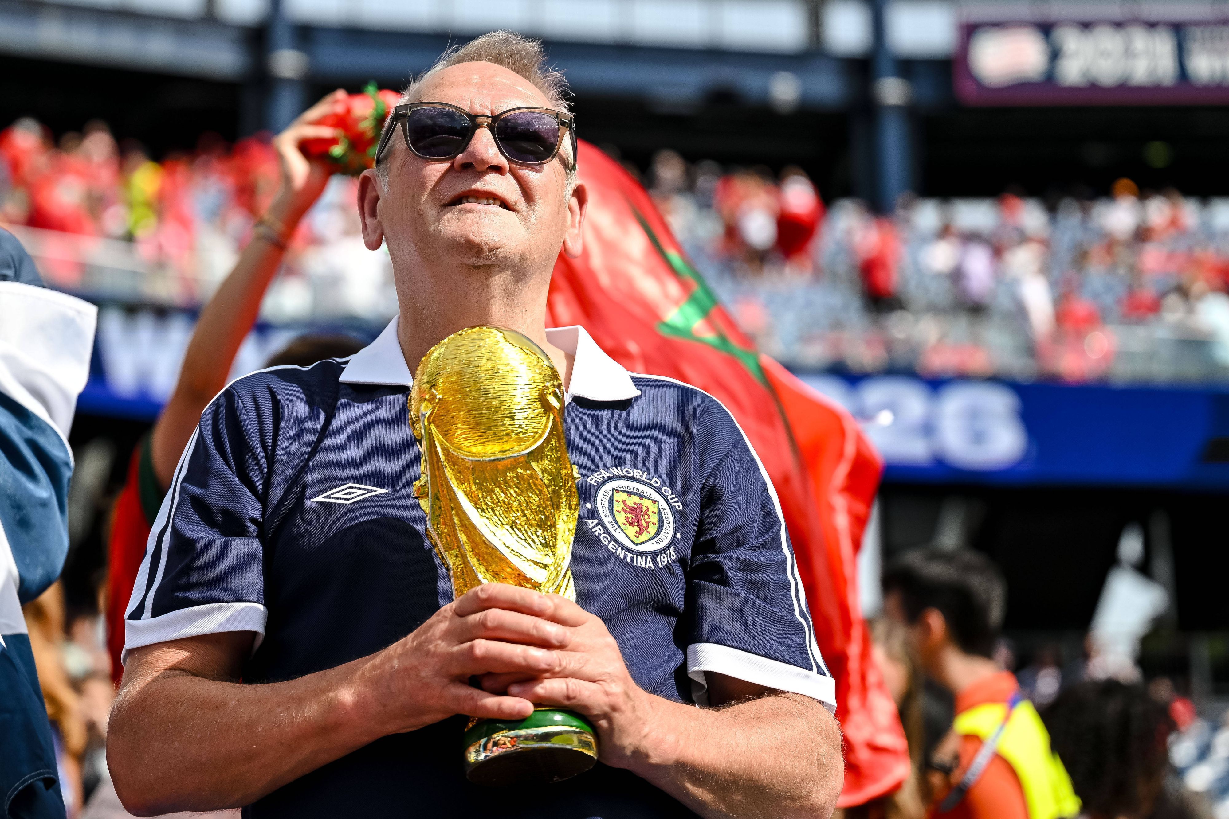 Supporter of Schottland during the FIFA World Cup, WM, Weltmeisterschaft, Fussball 2026 Group C match between Scotland and Morocco at Boston Stadium on June 19, 2026 in Boston, United States. Photo by Harry Langer/DeFodi Images - *** A Scotland fan during the 2026 FIFA World Cup Group C match between Scotland and Morocco at Boston Stadium on June 19, 2026, in Boston, United States. Photo by Harry Langer, DeFodi Images,detected_source_language