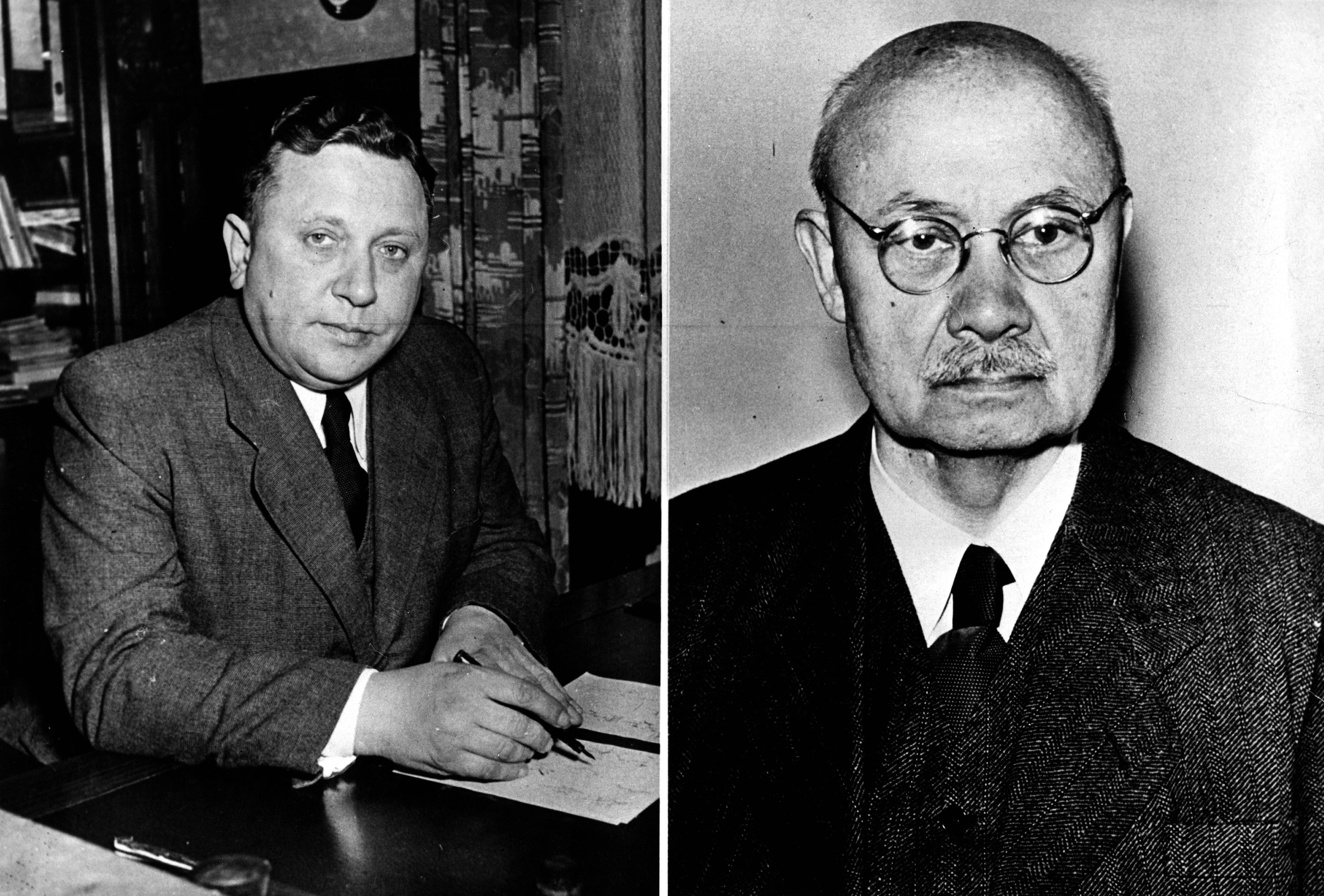 Nov 13, 1950; Cologne, Germany; The 1950 Nobel Prize in Chemistry was for tw German Scientists, Professor Dr. OTTO DIELS for his world-wide reputation about his studies over organic chemistry and Prof. Dr. KURT ALDER, who as director of the Chemistry Institut at the University of Cologne specialized the experimental chemistry. The prize cerremony took place on Dec. 10th in Stockholm by the King Gustav VI. The picture shows a portrait of Prof. Otto Diels (R) and Prof. Dr. Kurt Alders (L). Cologne Germany PUBLICATIONxINxGERxONLY - ZUMAk09

Nov 13 1950 Cologne Germany The 1950 Nobel Prize in Chemistry what for TW German Scientists Professor Dr Otto Diels for His World Wide reputation About His Studies Over Organic Chemistry and Prof Dr Kurt Alder Who As Director of The Chemistry Institute AT The University of Cologne SPECIALIZED The Experimental Chemistry The Prize cerremony took Place ON DEC 10th in Stockholm by The King Gustav VI The Picture Shows a Portrait of Prof Otto Diels r and Prof Dr Kurt Alders l Cologne Germany PUBLICATIONxINxGERxONLY ZUMAk09