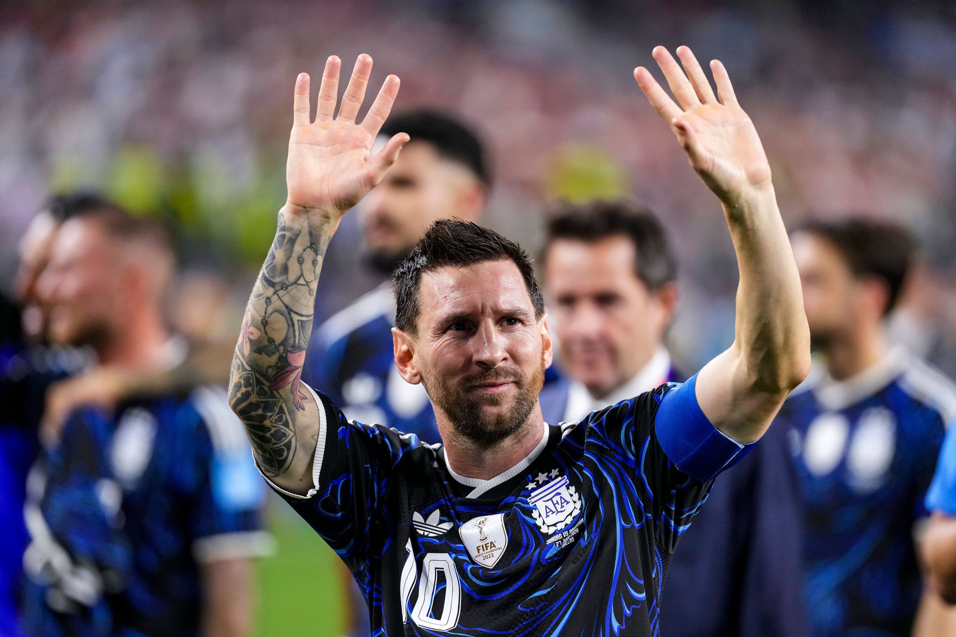 Lionel Messi jubelt nach seinem Erfolg mit Argentinien bei der WM.