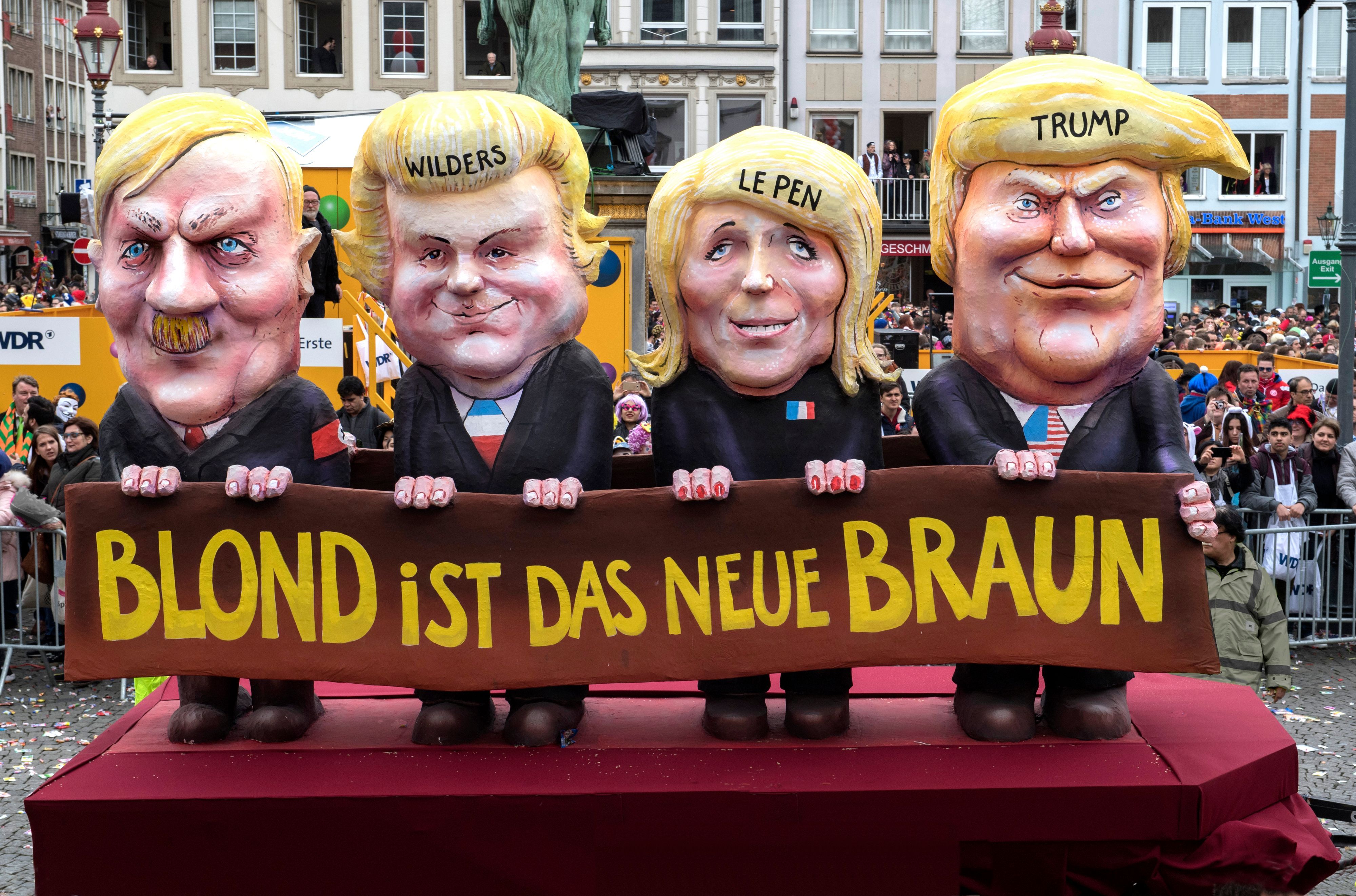 Dieser Wagen von Jacques Tilly im Düsseldorfer Rosenmontagszug 2017 brachte dem Wagenbauer einen Shitstorm ein.