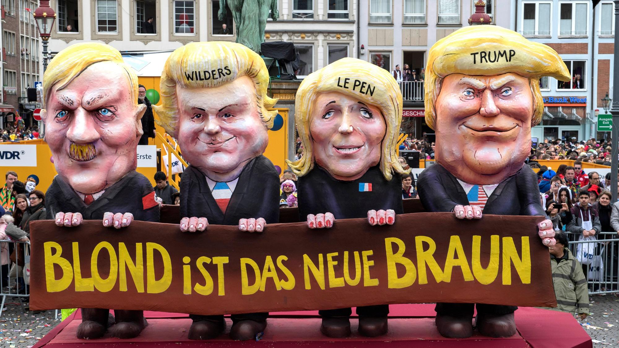Dieser Wagen von Jacques Tilly im Düsseldorfer Rosenmontagszug 2017 brachte dem Wagenbauer einen Shitstorm ein.