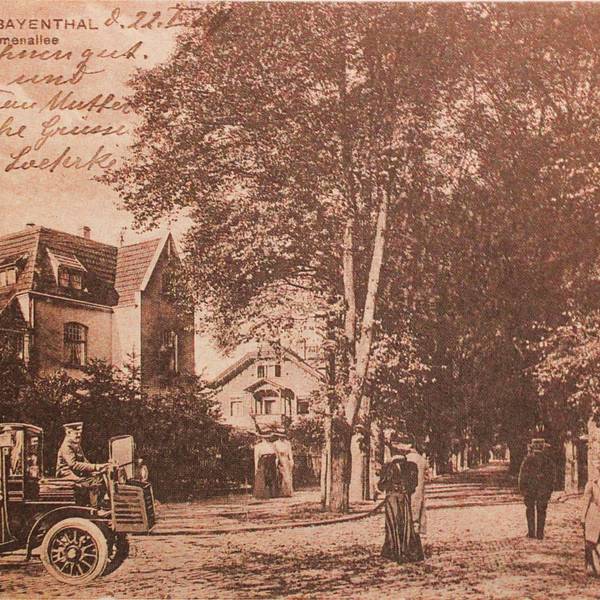Ansichtskarte zeigt die Ecke Ulmenallee/ Marienburger Straße