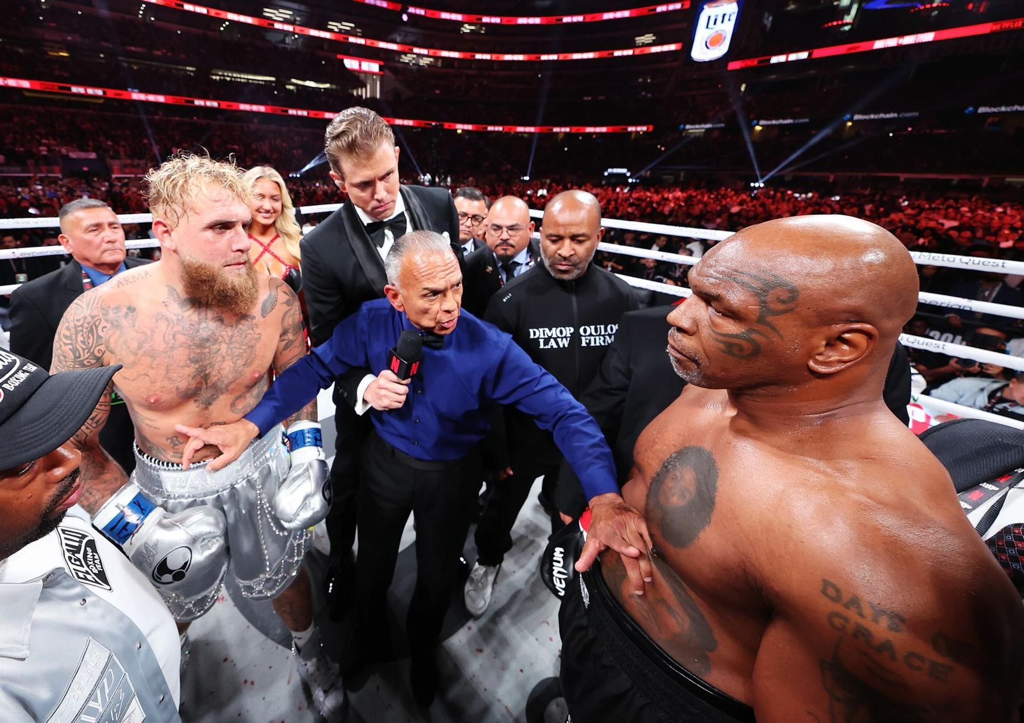 Den Kampf gegen den damals 27 Jahre alten Boxer und Web-Influencer Jake Paul (links) verlor der 58-jährige Mike Tyson (rechts) nach Punktentscheidung. (Bild: 2024 Getty Images/Al Bello)