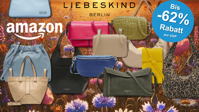 Verschiedene Liebeskind Berlin Taschen vor einem sommerlichen Hintergrund.