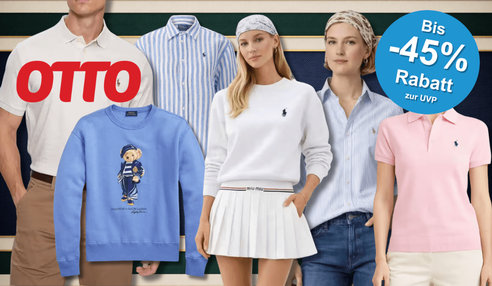 Eine Darstellung von verschiedenen Models die Ralph Lauren tragen.