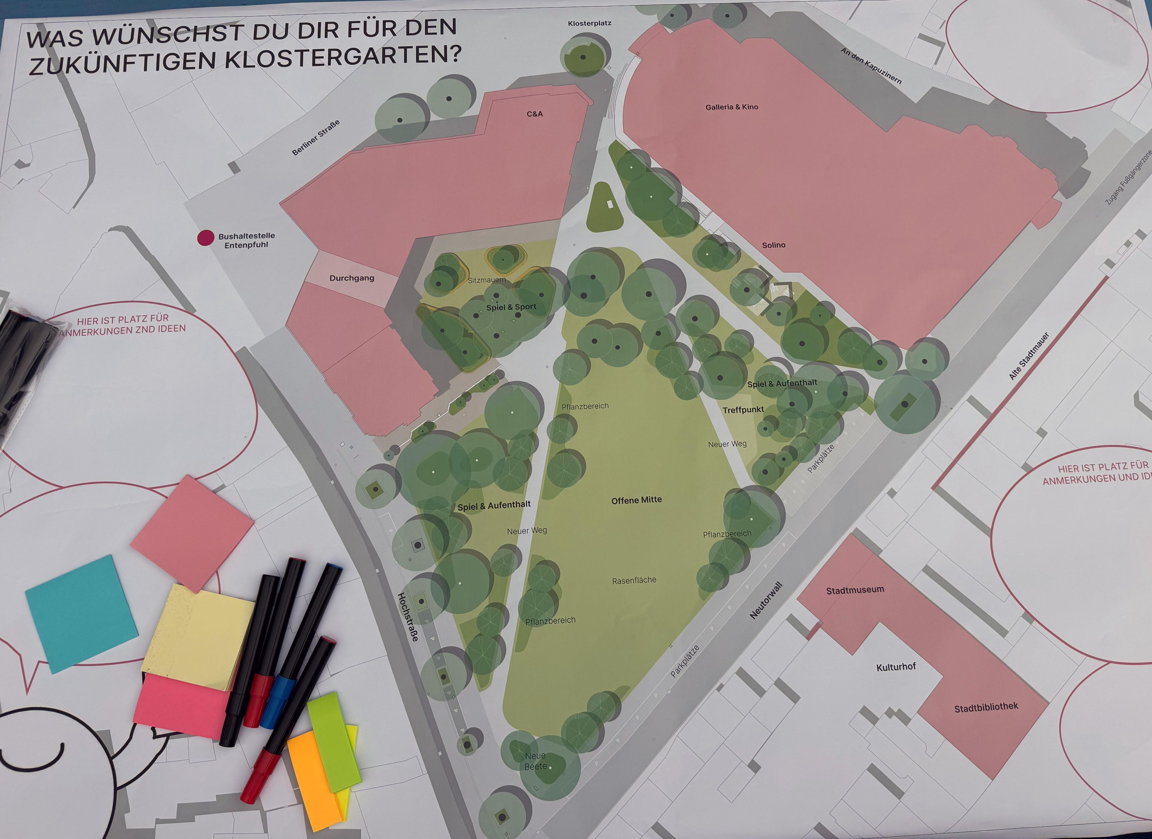 Die Grafik zeigt, wie der Klostergarten aufgeteilt werden könnte.