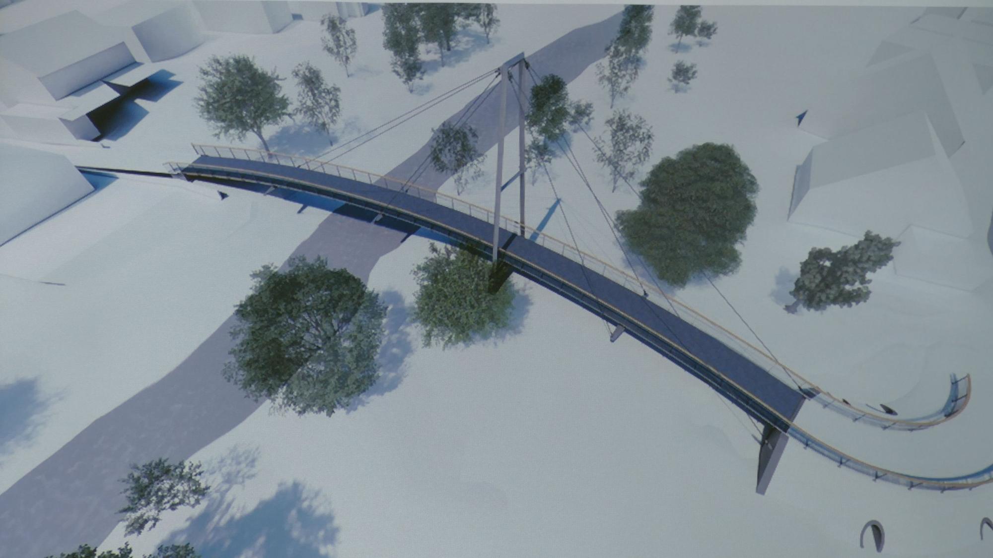 Die Visualisierung einer Fußgängerbrücke