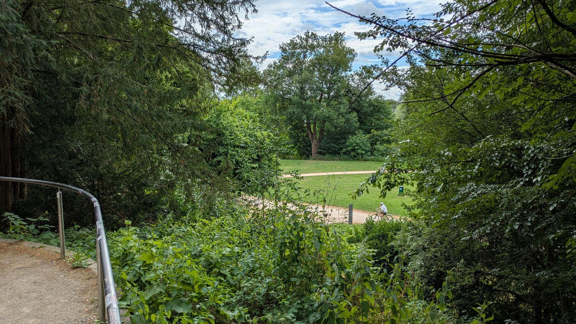 Blick auf die Ludwig-Rehbock-Anlage vom Aussichtspunkt unterhalb der Villa Römer