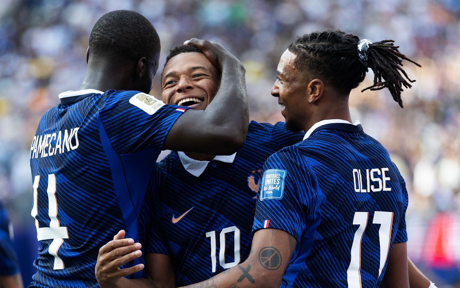 Frankreich mit (von links) Dayot Upamecena, Kylian Mbappe und Michael Olise gilt vielen als Top-Favorit auf den WM-Titel. (Bild: 2026 Getty Images/Al Bello)