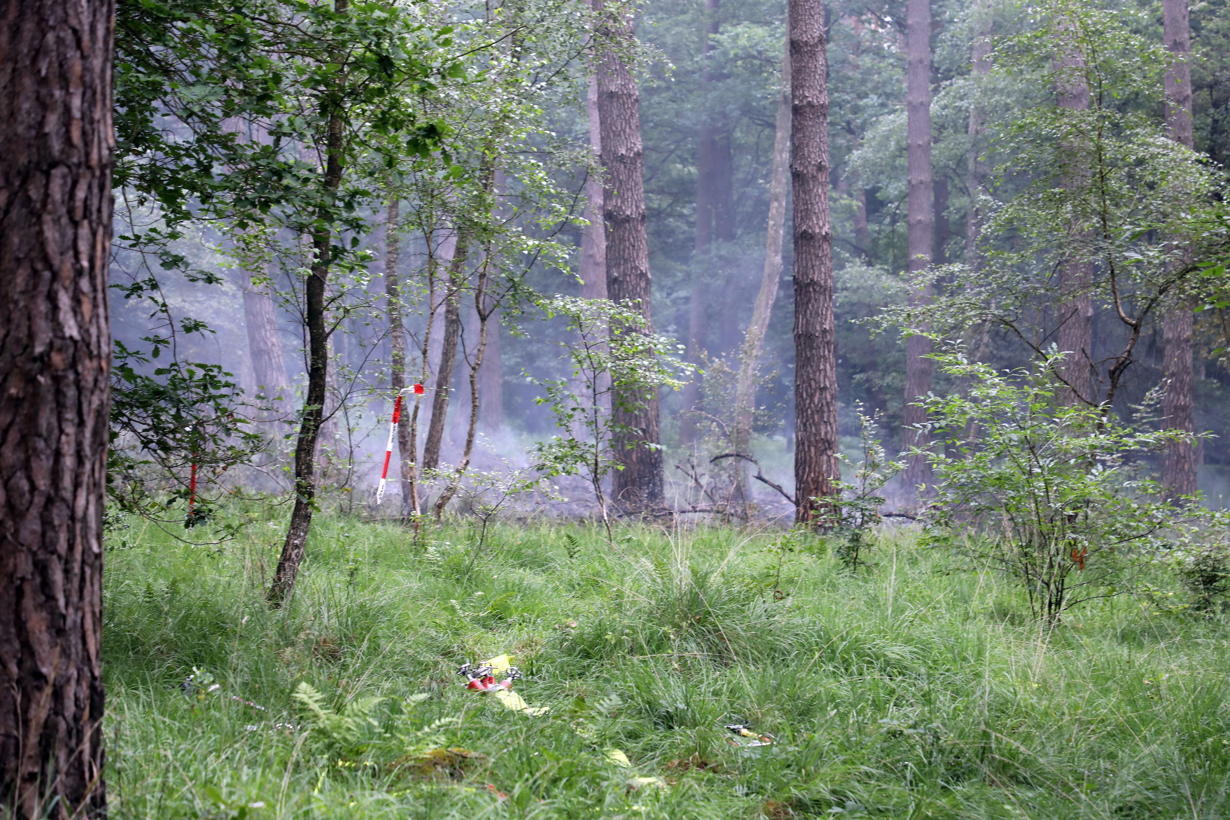 Rauchentwicklung im brennenden Wald der Wahner Heide.