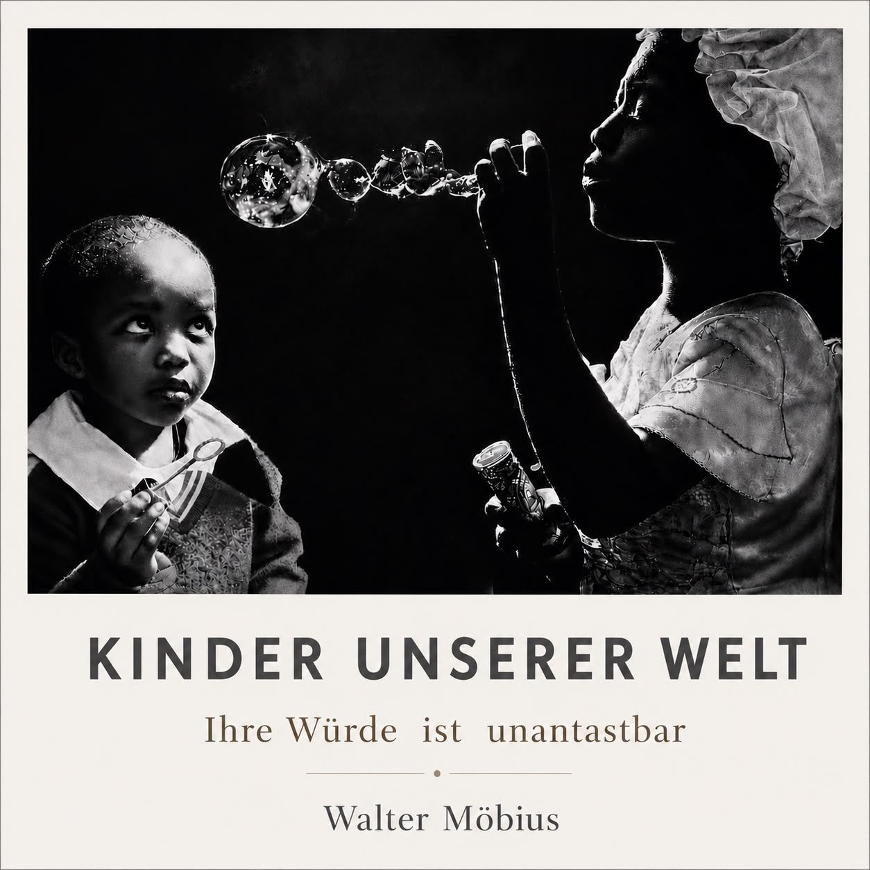 Plakatmotiv zur Foto-Ausstellung des Bonner Arztes und Autors Walter Möbius: Kinder unserer Welt - ihr Würde ist unantastbar