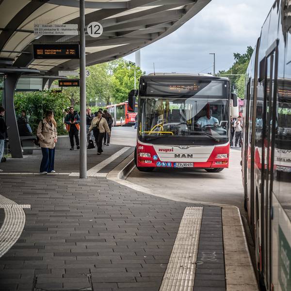 Wupsi am Busbahnhof Leverkusen Mitte.