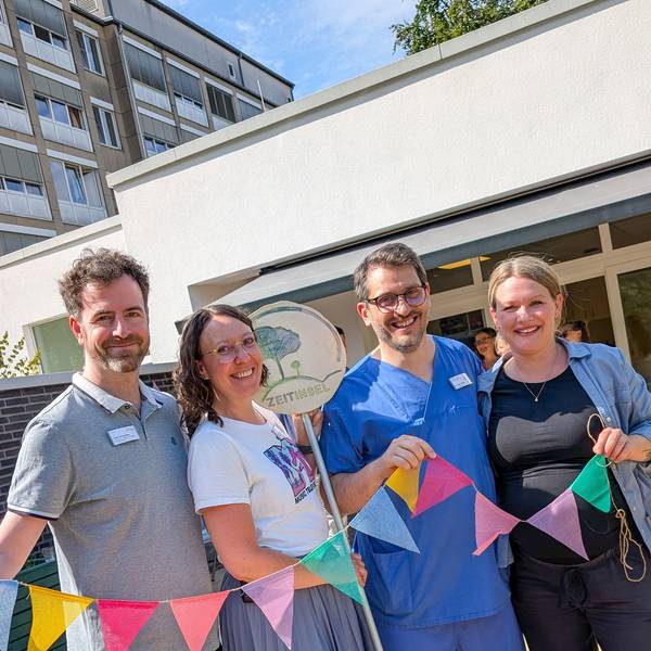 Das Leitungsteam der Kinderpalliativstation (v. l.): Frédéric Brandenburg, Simone Vogel, Dr. Dejan Vlajnic und Katja Dörr