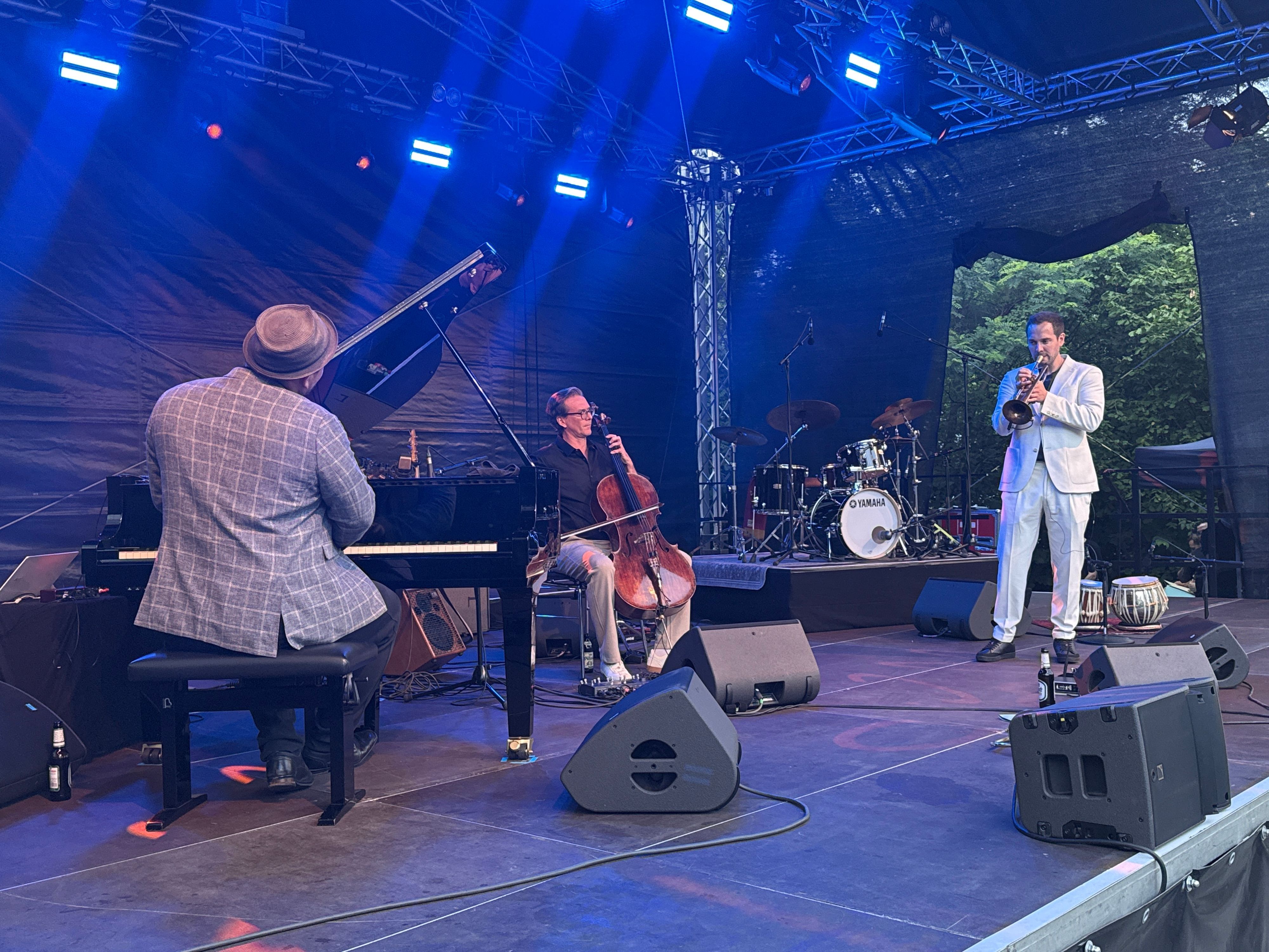Drei Musiker auf der Bühne.