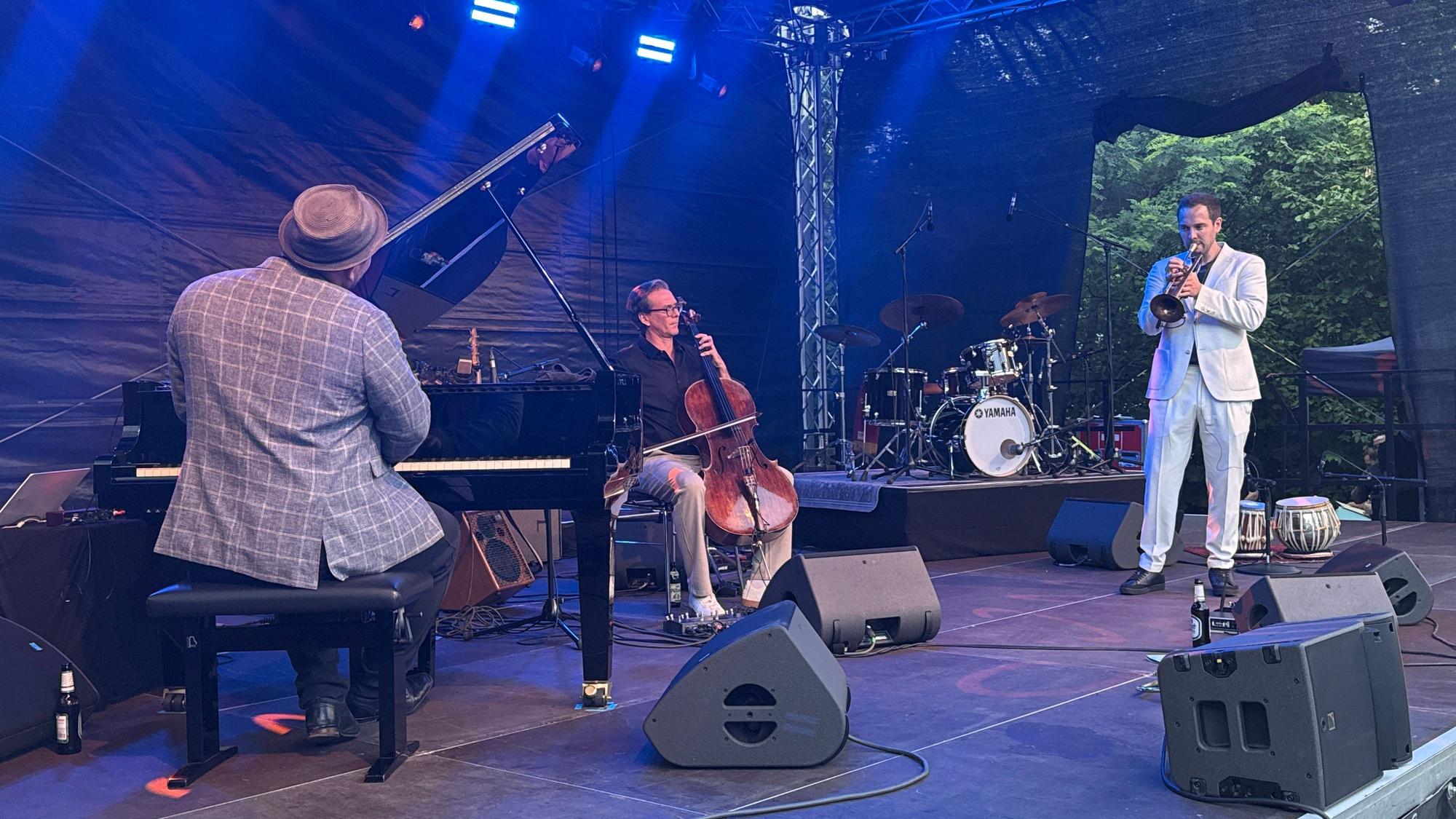 Drei Musiker auf der Bühne.