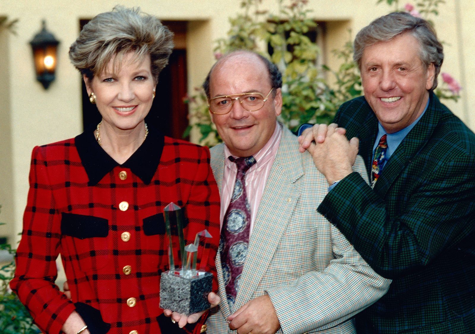 Sie führten von 1986 bis 1999 durch den „Grand Prix der Volksmusik“: (von links) Carolin Reiber, Sepp Trütsch und Karl Moik. (Bild: IMAGO / United Archives)