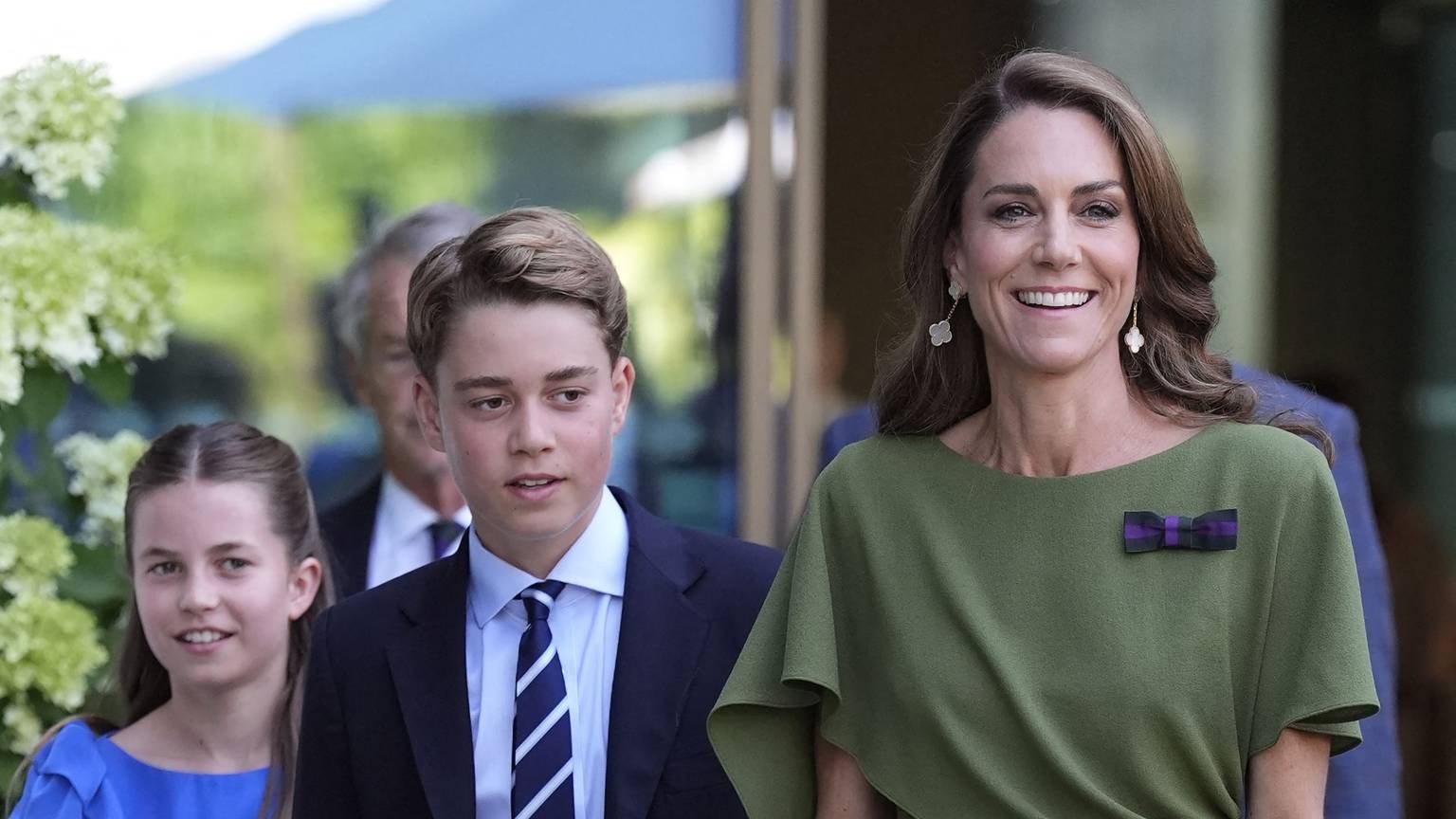 Prinzessin Charlotte, Prinz George und Prinzessin Kate beim Finale der Herren in Wimbledon.