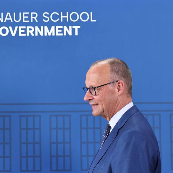 Bundeskanzler Friedrich Merz (CDU) bei der Eröffnung der „Adenauer School of Government“.