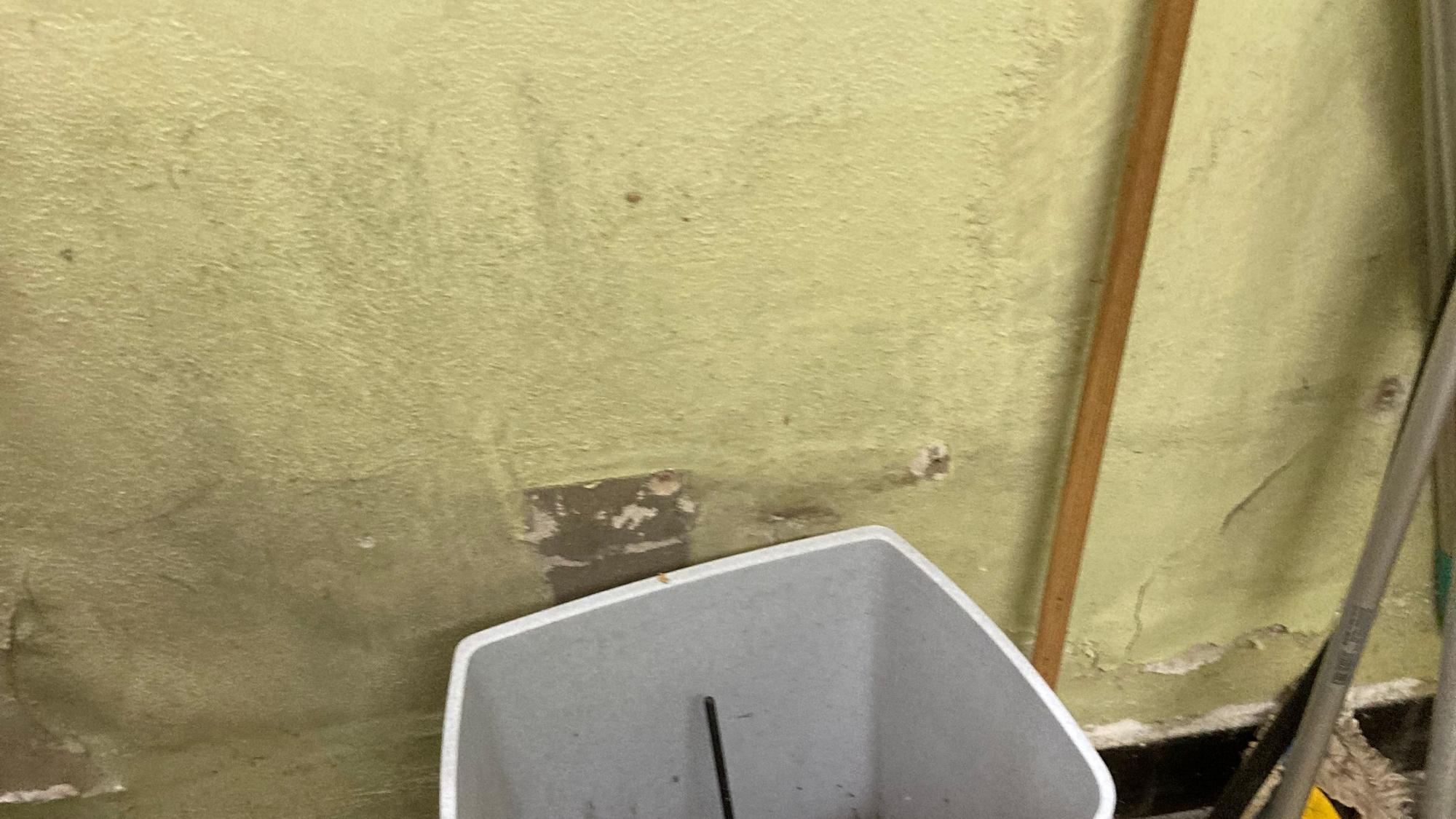 Das Foto zeigt dunkle Flecken an der Wand