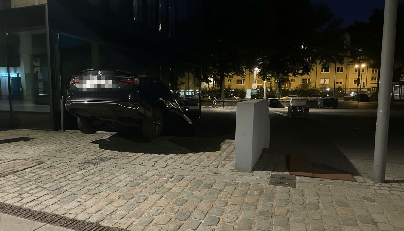 Im Kölner Rheinauhafen ist ein Uber-Fahrer versehentlich auf einer Treppe hängengeblieben.
