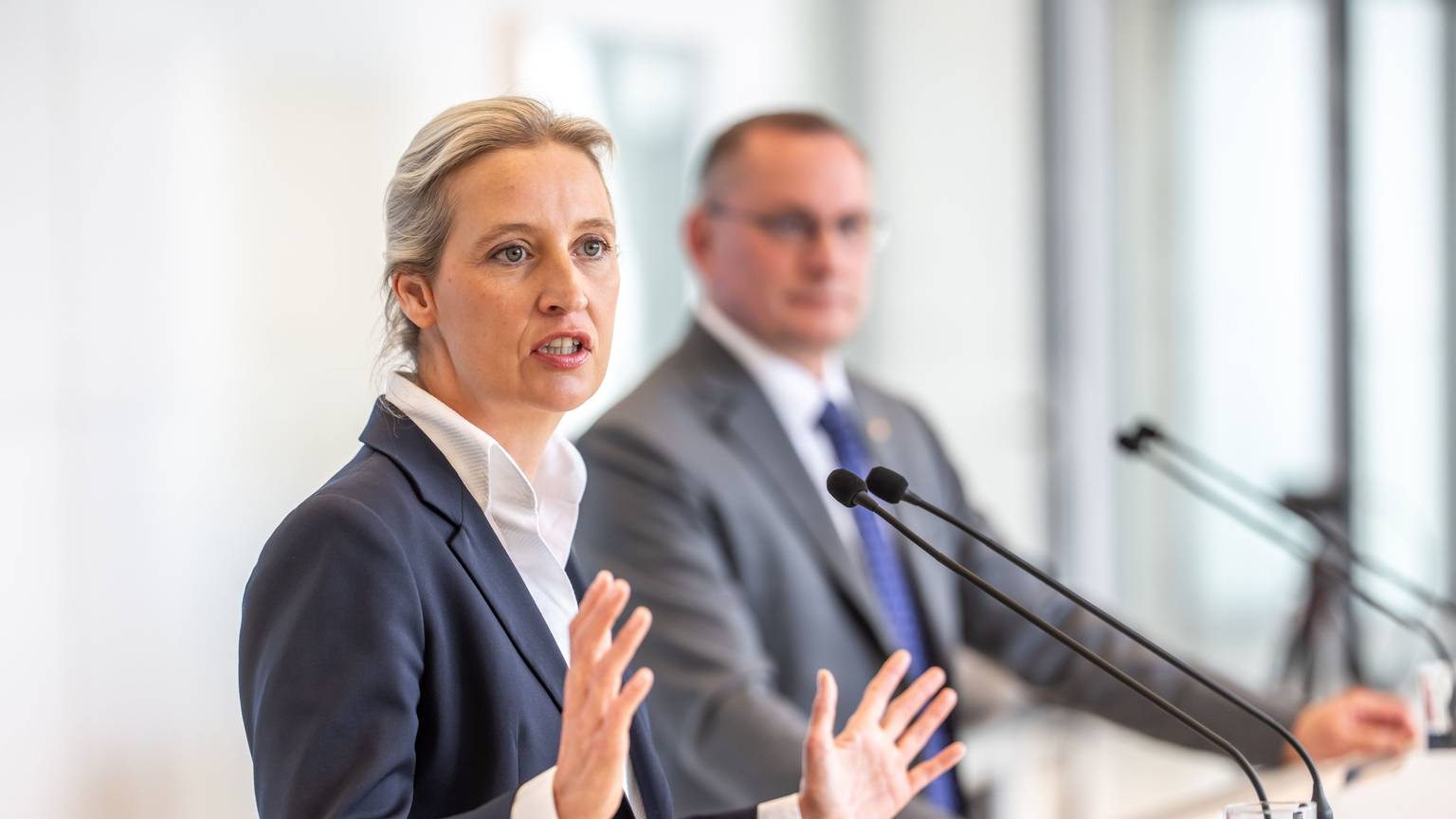 Schicken einen Mediator nach NRW: Die AfD-Bundessprecher Alice Weidel und Tino Chrupalla