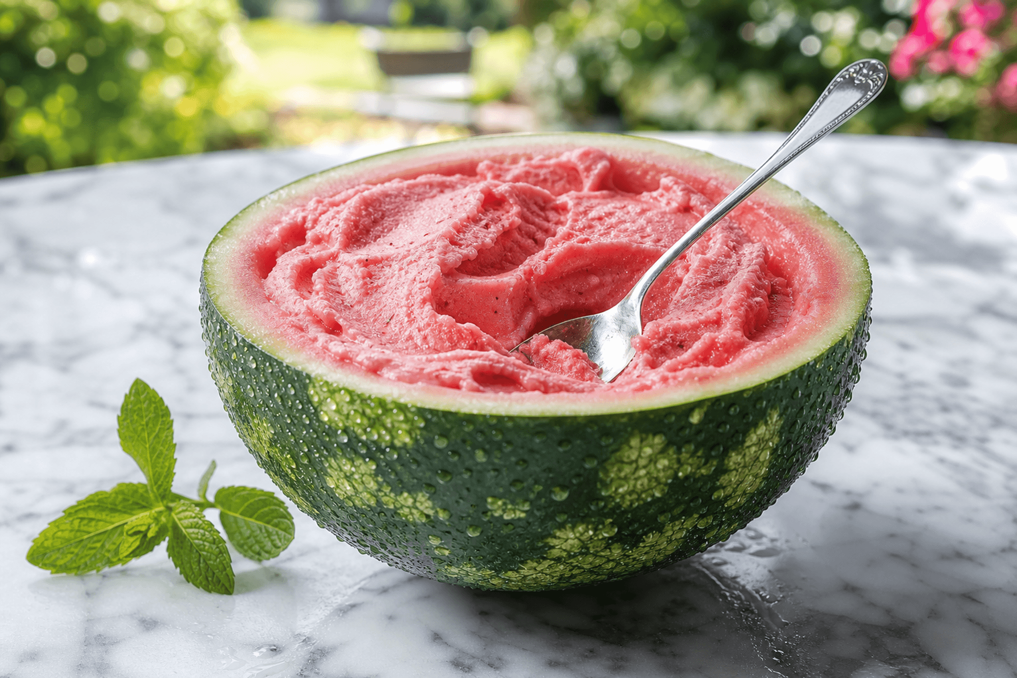 Ein Beispielbild von dem Eis direkt aus der Wassermelone.