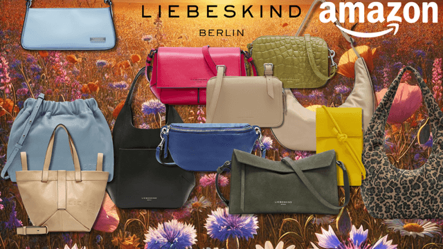 Verschiedene Liebeskind Berlin Taschen vor einem sommerlichen Hintergrund.