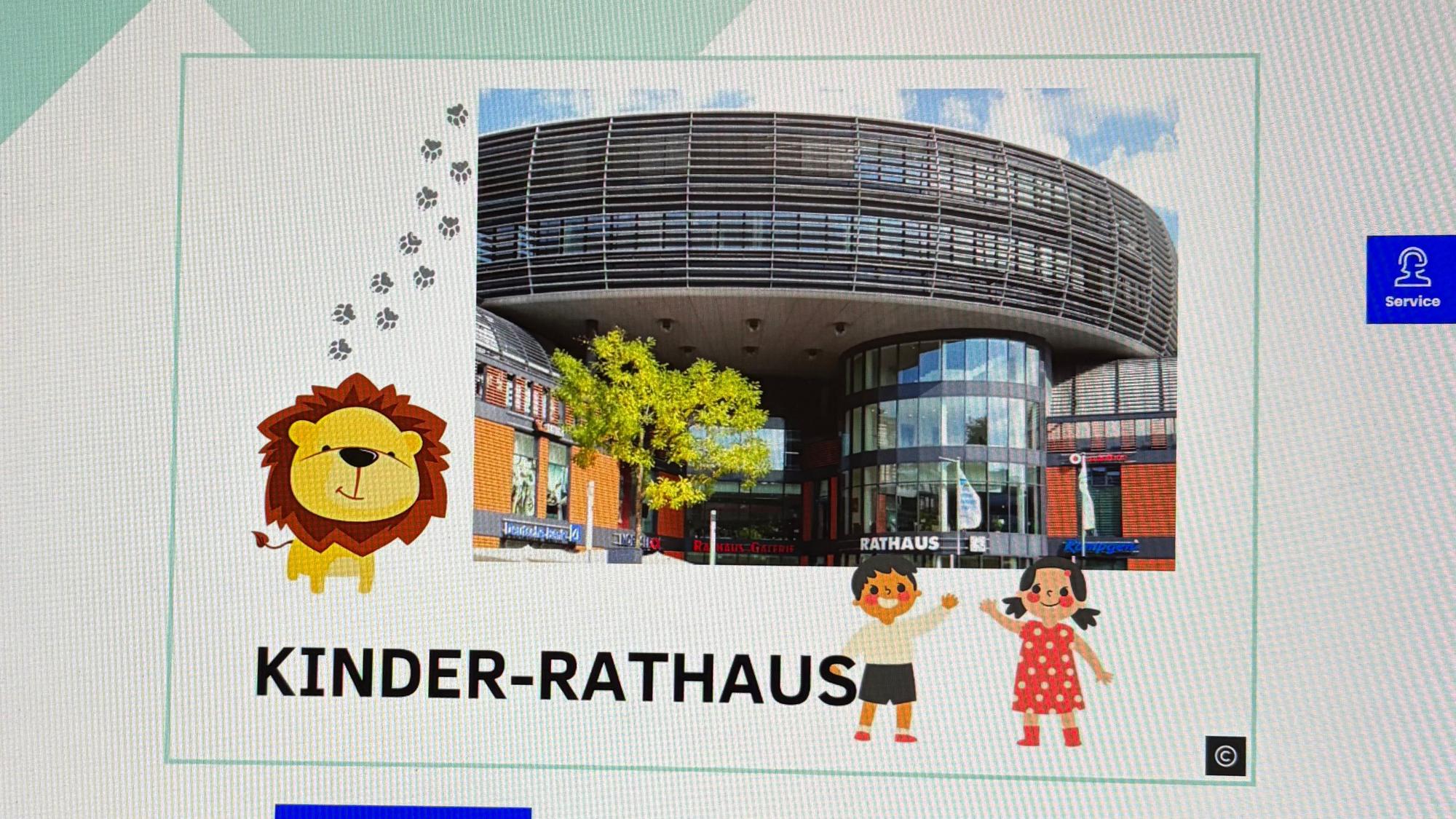 Die Startseite des Kinderrathauses, durch das Leo der Löwe führt