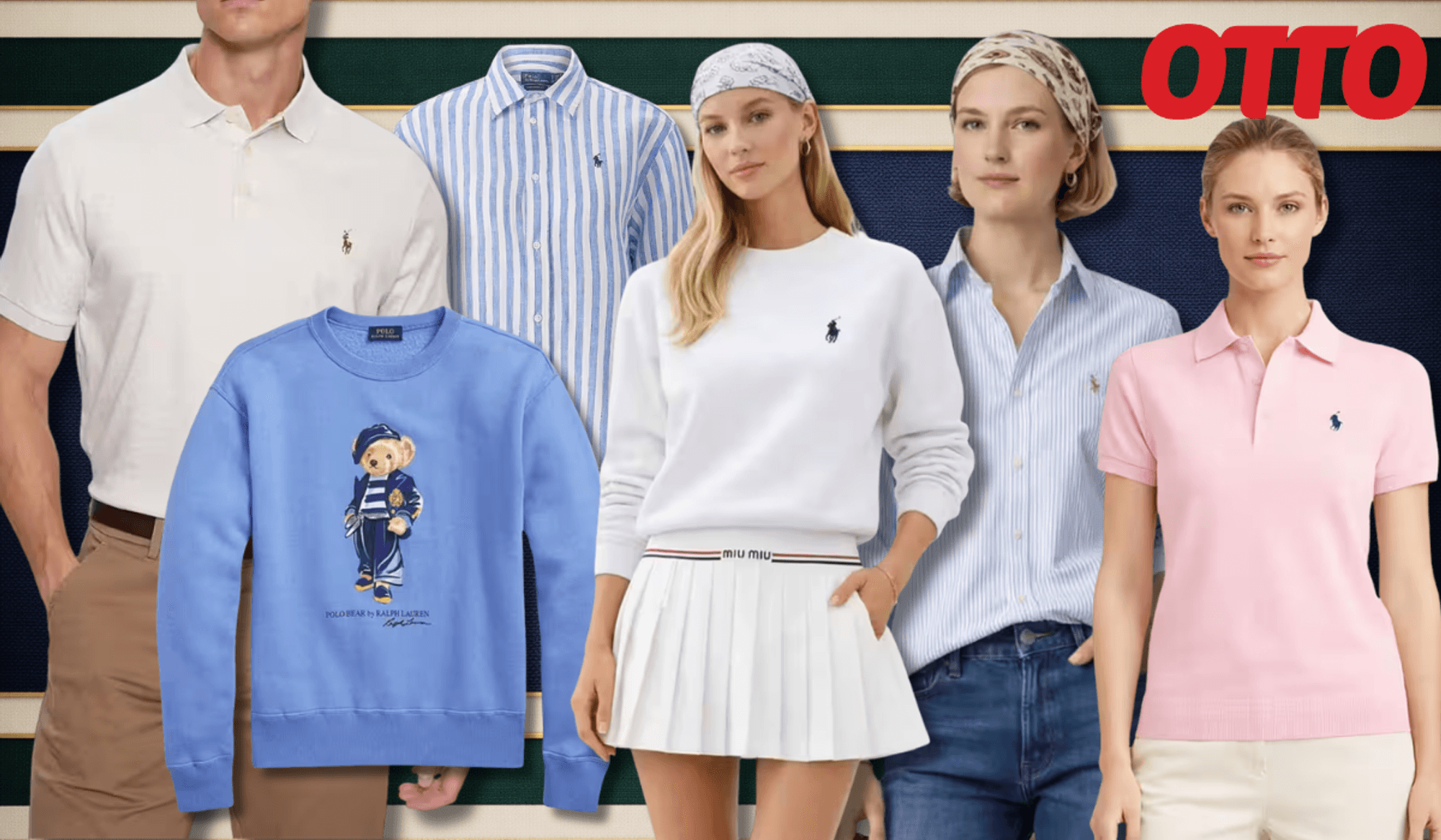 Eine Darstellung von verschiedenen Models die Ralph Lauren tragen.