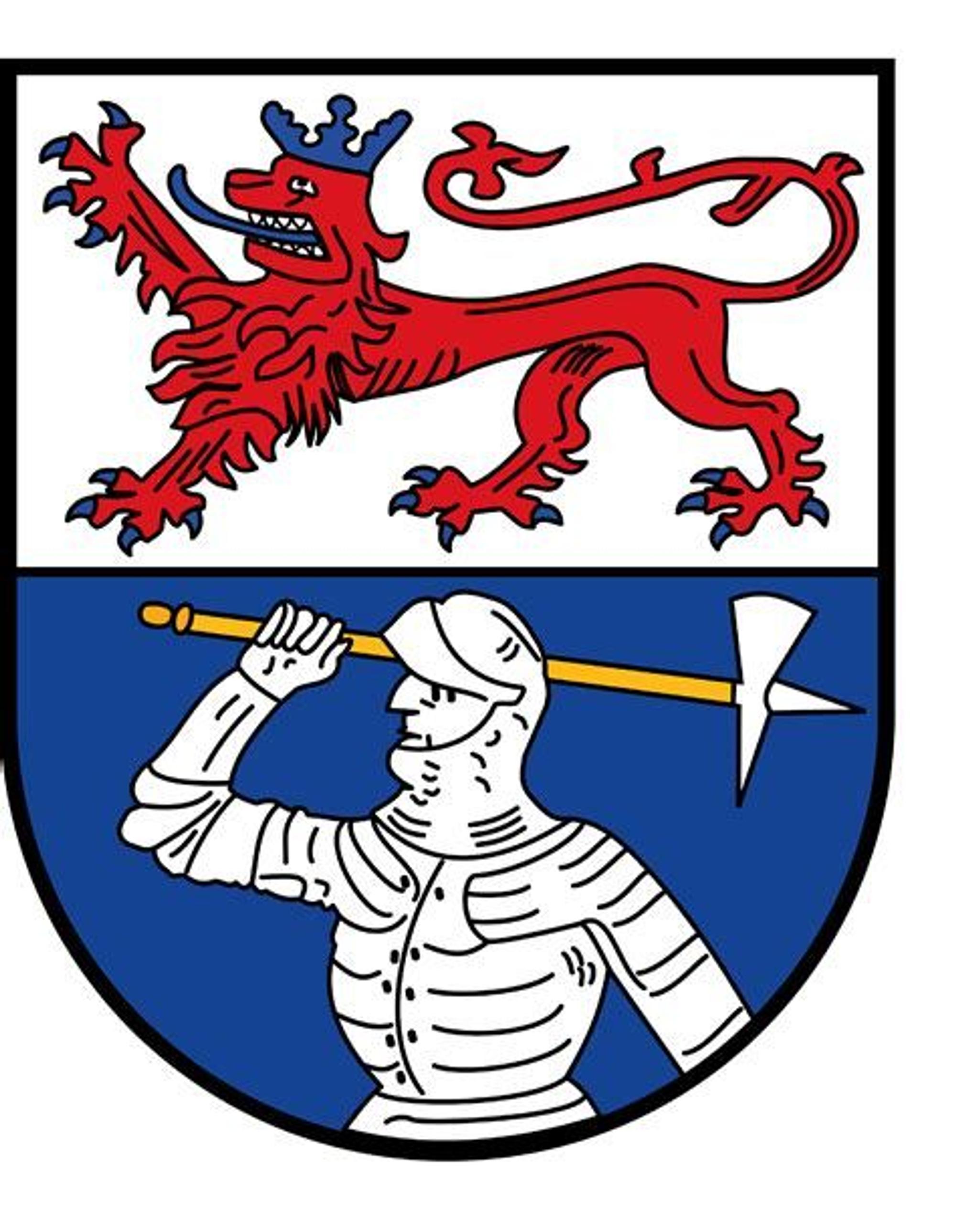 Das Wappen der Gemeinde Windeck teilen sich Bergischer Löwe und Ritter.