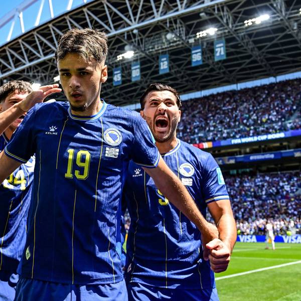 Bosnia and Herzegovina s Kerim Alajbegovic celebrates after scoring during a soccer game between Bosnia and Herzegovina and Qatar, on Wednesday 24 June 2026 in Seattle, the third and last day in the group stage, in group B of the FIFA World Cup, WM, Weltmeisterschaft, Fussball 2026 in the United States of America. DIRKxWAEM PUBLICATIONxNOTxINxBELxFRAxNEDxLUX x179160721x